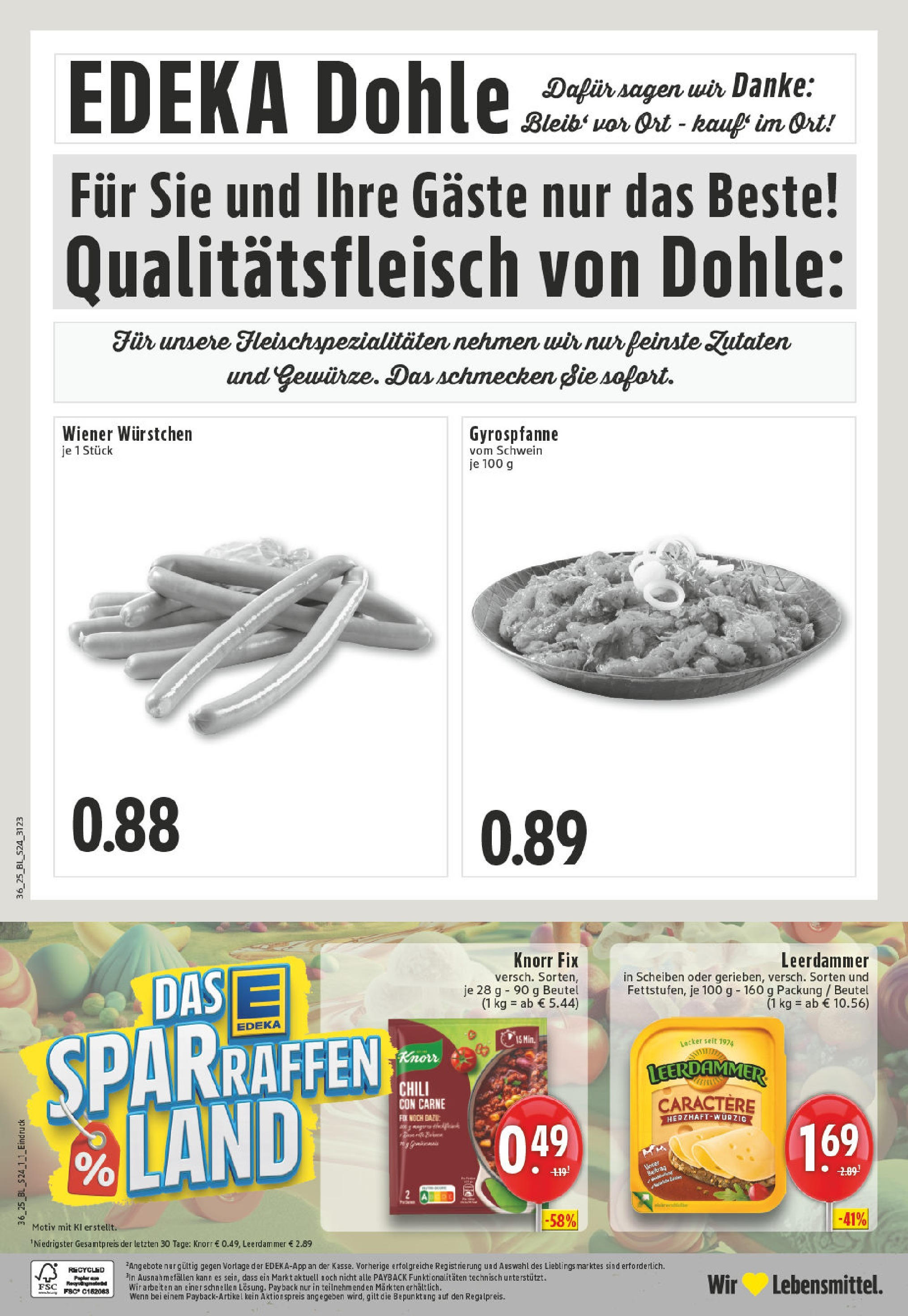 Edeka prospekt Hopsten (ab 01.09.2025) » Angebote Online | Seite: 24 | Produkte: Knorr fix, Knorr, Leerdammer, Chili Edeka prospekt Hopsten (ab 01.09.2025) » Angebote Online | Seite: 24 | Produkte: Knorr fix, Knorr, Leerdammer, Chili