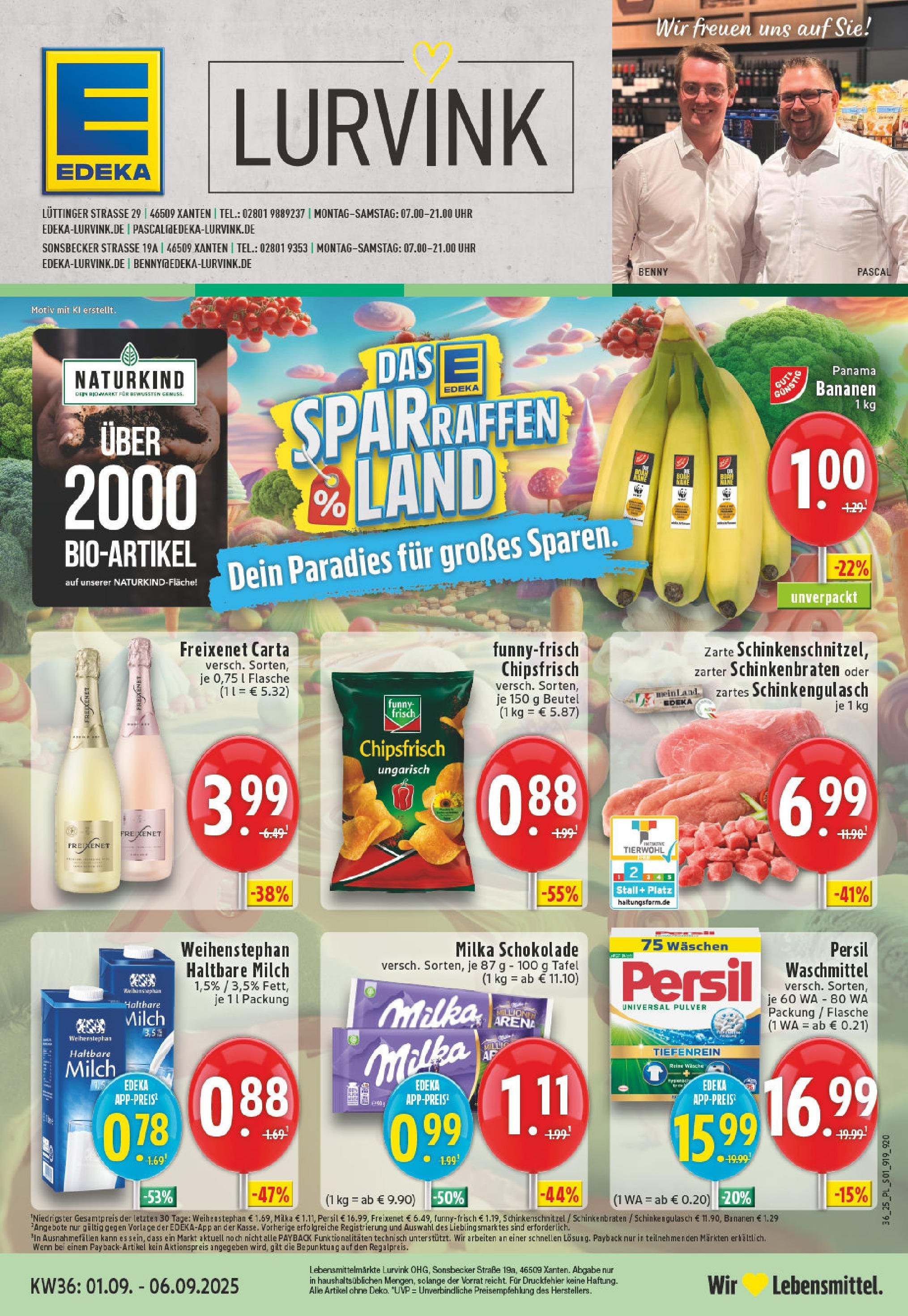 Edeka prospekt Xanten (ab 01.09.2025) » Angebote Online | Seite: 1 | Produkte: Schokolade, Milka, Waschmittel, Uhr Edeka prospekt Xanten (ab 01.09.2025) » Angebote Online | Seite: 1 | Produkte: Schokolade, Milka, Waschmittel, Uhr