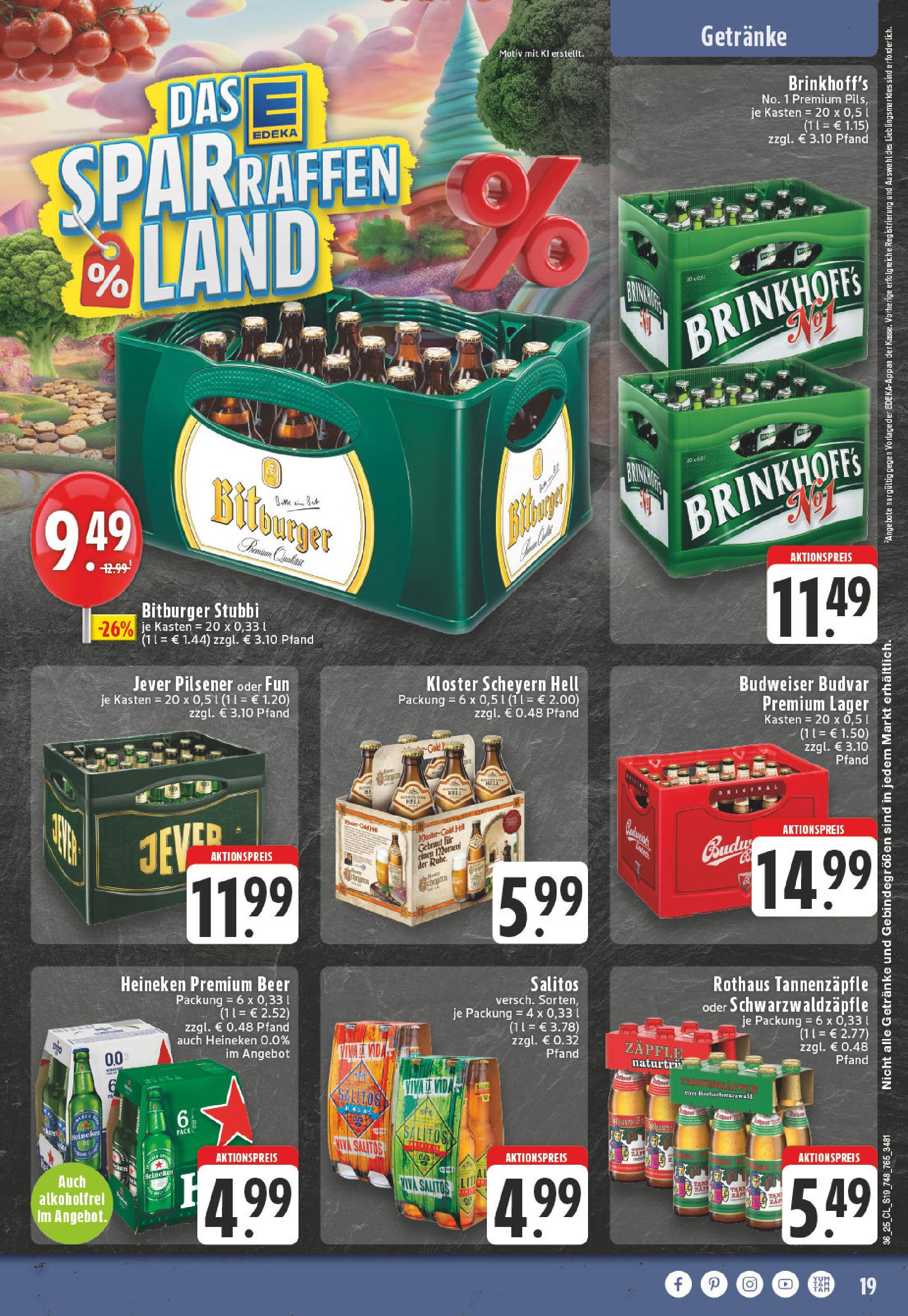 Edeka prospekt Mönchengladbach (ab 01.09.2025) » Angebote Online | Seite: 19 | Produkte: Bitburger, Pils, Heineken, Budweiser Edeka prospekt Mönchengladbach (ab 01.09.2025) » Angebote Online | Seite: 19 | Produkte: Bitburger, Pils, Heineken, Budweiser