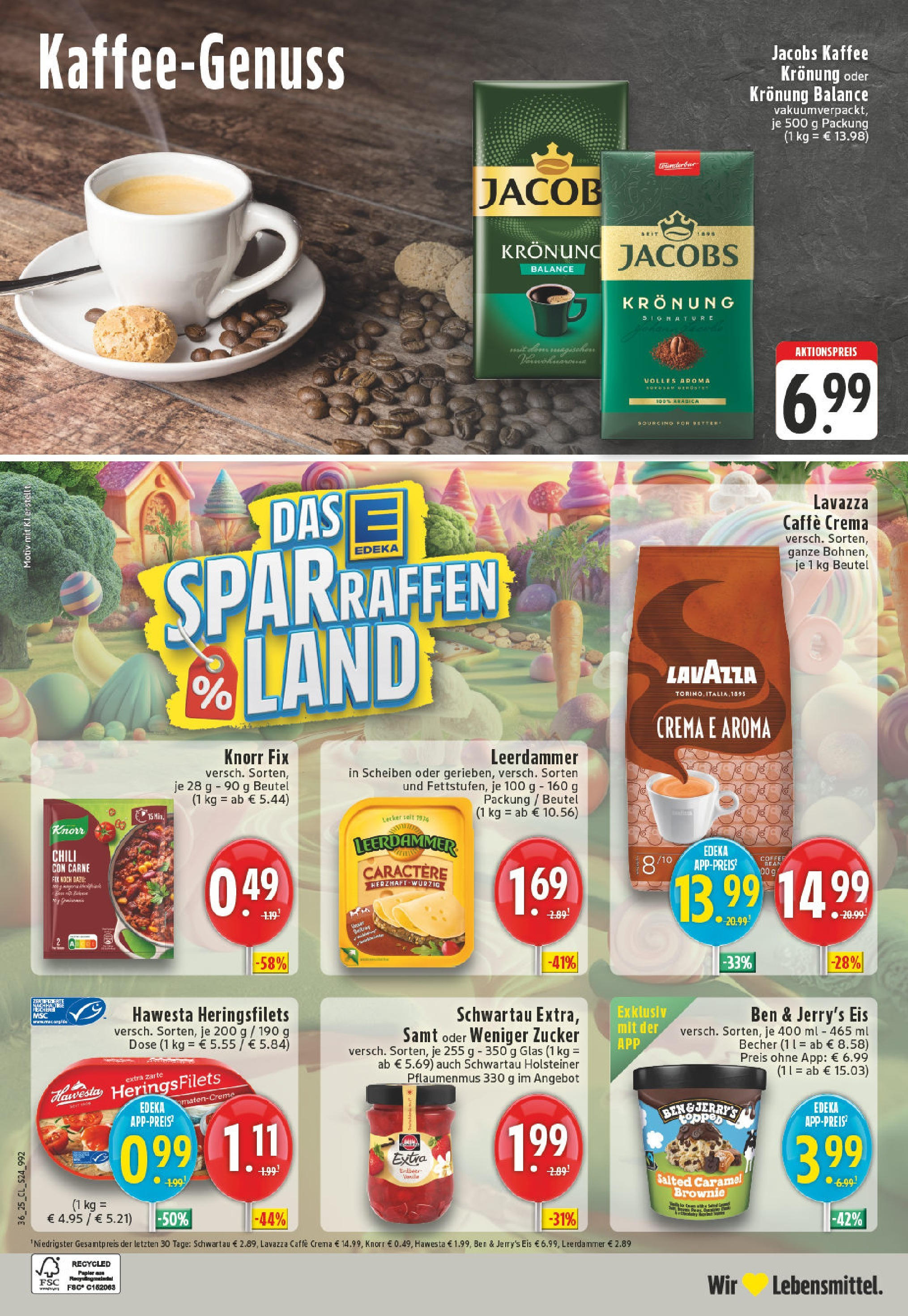 Edeka prospekt Köln-Lindenthal	 (ab 01.09.2025) » Angebote Online | Seite: 24 | Produkte: Kaffee, Zucker, Chili, Eis
