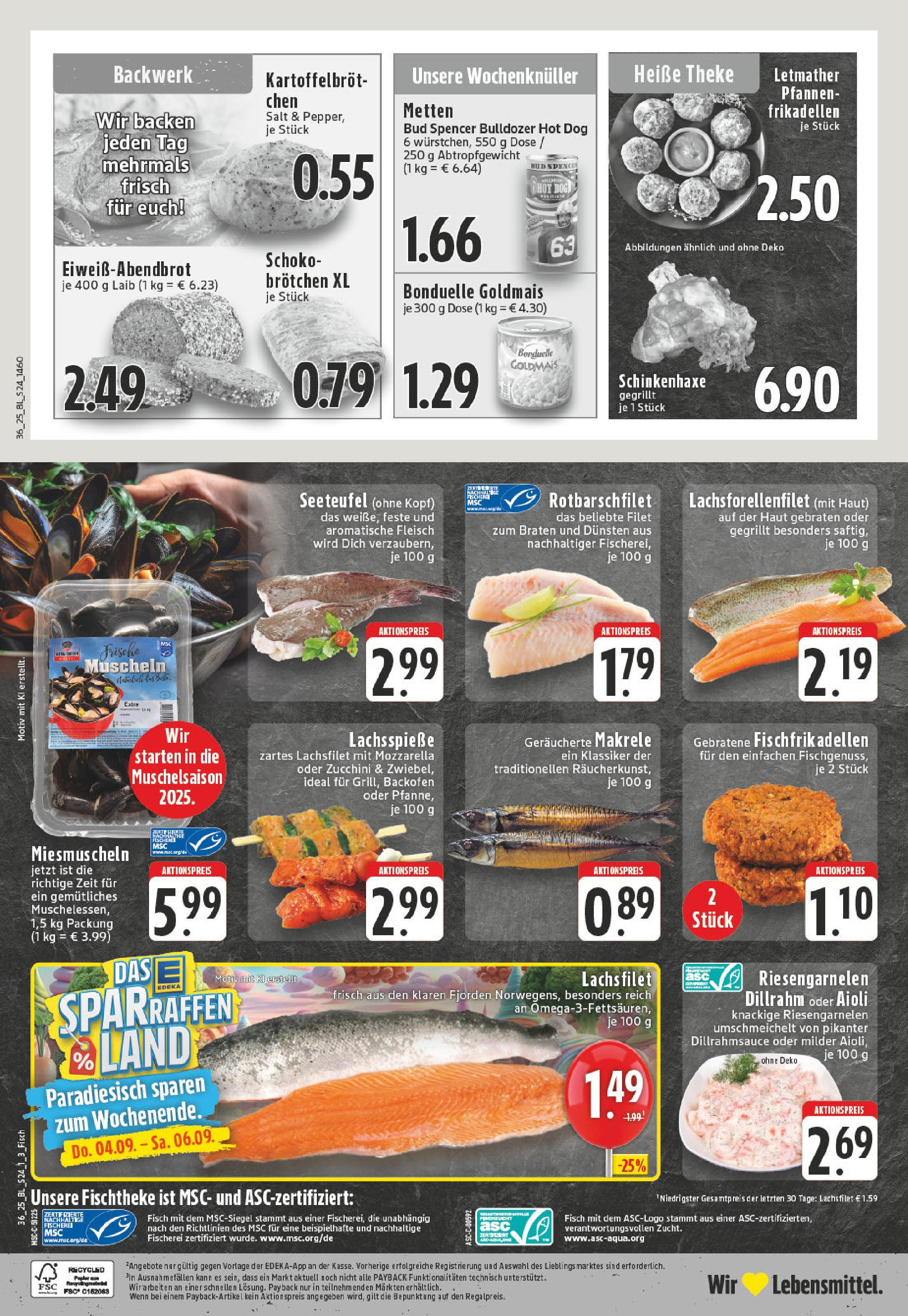 Edeka prospekt Iserlohn-Letmathe (ab 01.09.2025) » Angebote Online | Seite: 24 | Produkte: Mozzarella, Fisch, Backofen, Fleisch Edeka prospekt Iserlohn-Letmathe (ab 01.09.2025) » Angebote Online | Seite: 24 | Produkte: Mozzarella, Fisch, Backofen, Fleisch