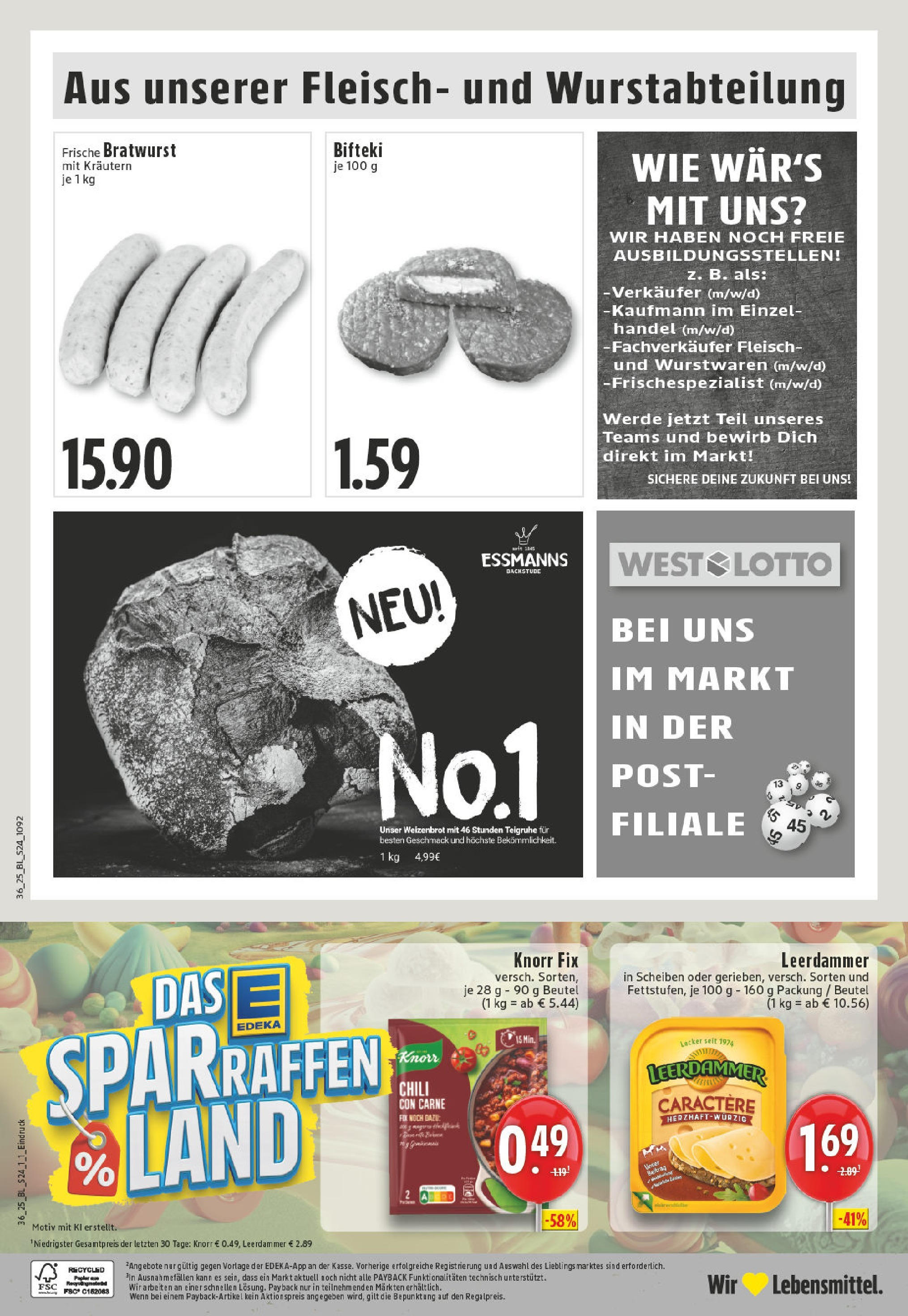Edeka prospekt Billerbeck (ab 01.09.2025) » Angebote Online | Seite: 24 | Produkte: Knorr fix, Bratwurst, Chili, Fleisch Edeka prospekt Billerbeck (ab 01.09.2025) » Angebote Online | Seite: 24 | Produkte: Knorr fix, Bratwurst, Chili, Fleisch