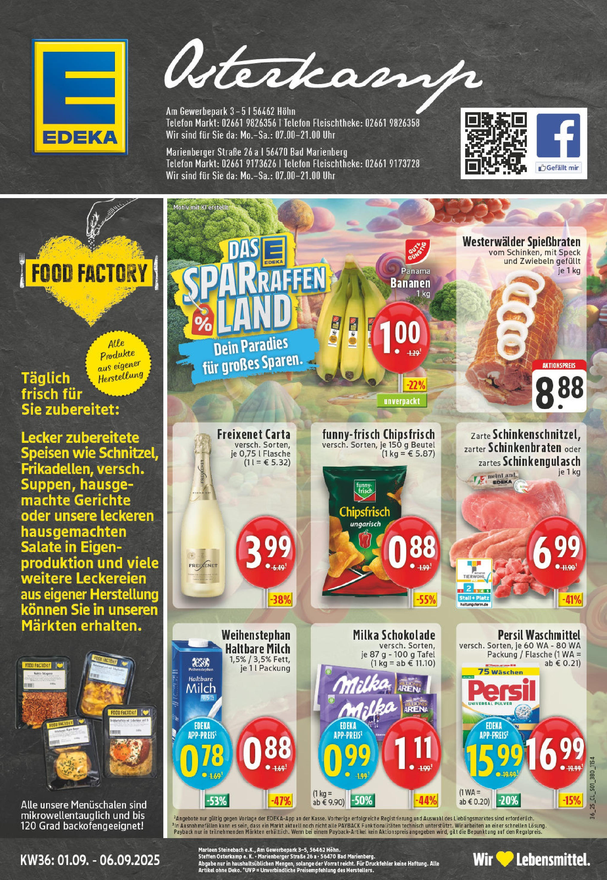 Edeka prospekt Höhn (ab 01.09.2025) » Angebote Online | Seite: 1 | Produkte: Freixenet, Haltbare milch, Bad, Zwiebeln Edeka prospekt Höhn (ab 01.09.2025) » Angebote Online | Seite: 1 | Produkte: Freixenet, Haltbare milch, Bad, Zwiebeln