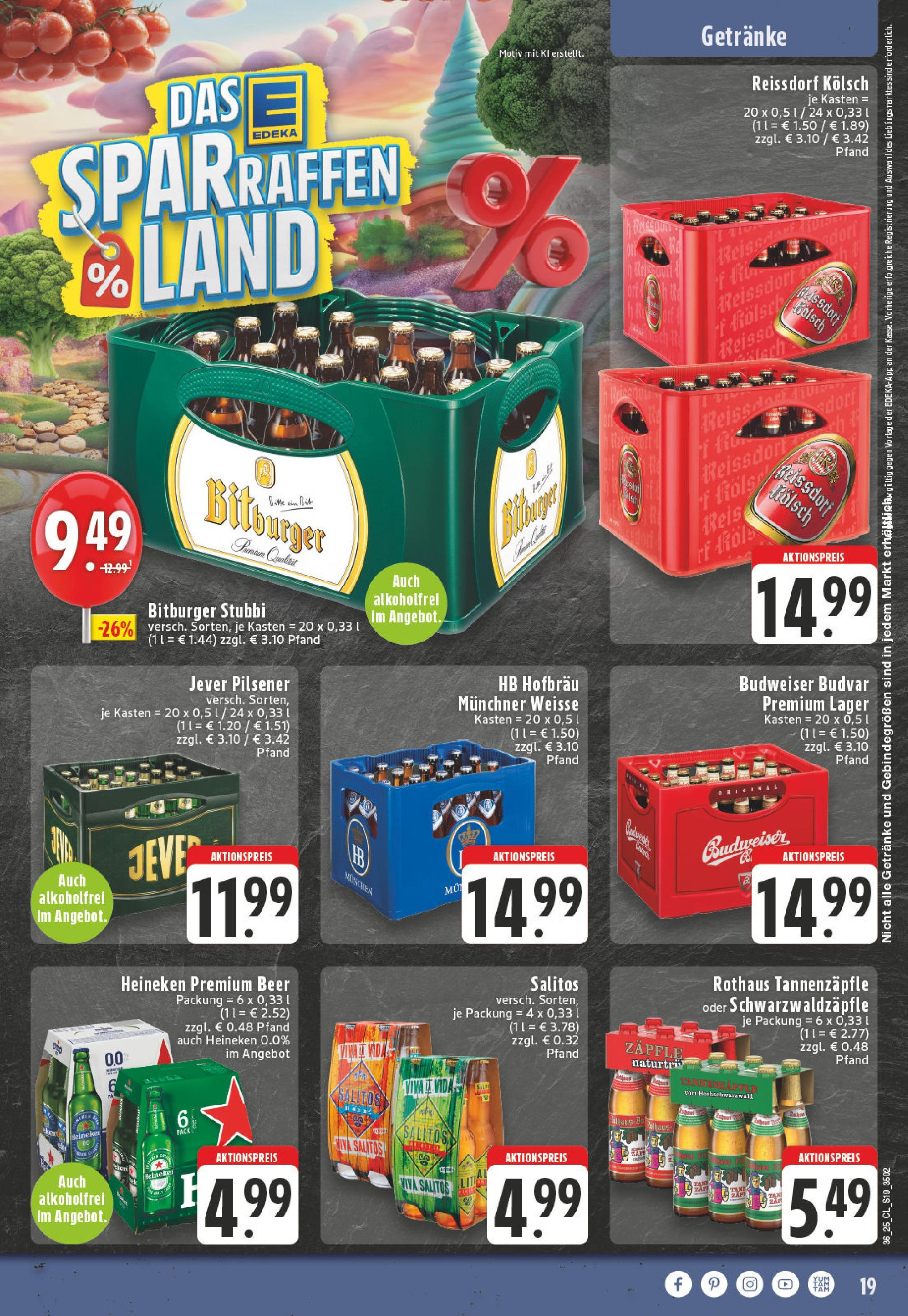 Edeka prospekt Leverkusen (ab 01.09.2025) » Angebote Online | Seite: 19 | Produkte: Bitburger, Heineken, Jever, Budweiser Edeka prospekt Leverkusen (ab 01.09.2025) » Angebote Online | Seite: 19 | Produkte: Bitburger, Heineken, Jever, Budweiser