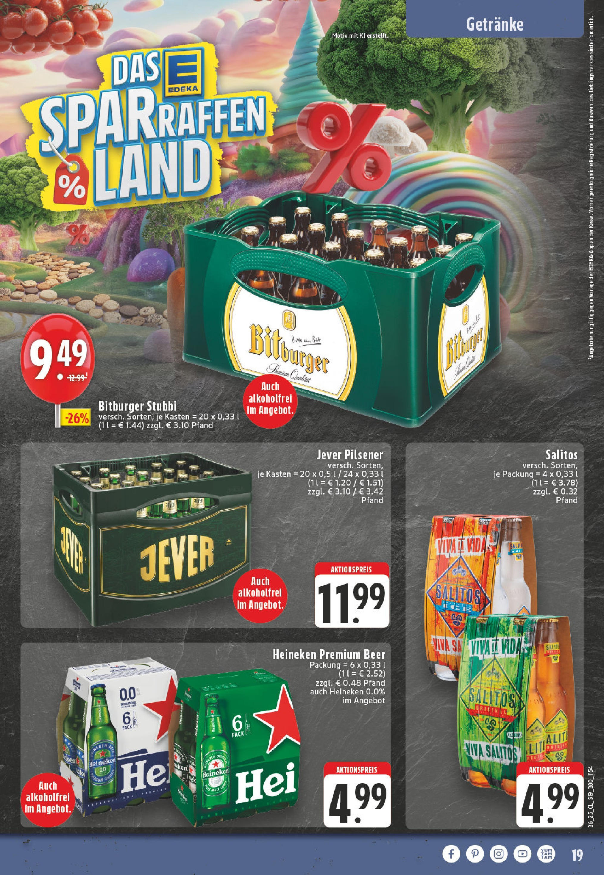 Edeka prospekt Höhn (ab 01.09.2025) » Angebote Online | Seite: 19 | Produkte: Bitburger, Burger, Heineken, Jever Edeka prospekt Höhn (ab 01.09.2025) » Angebote Online | Seite: 19 | Produkte: Bitburger, Burger, Heineken, Jever