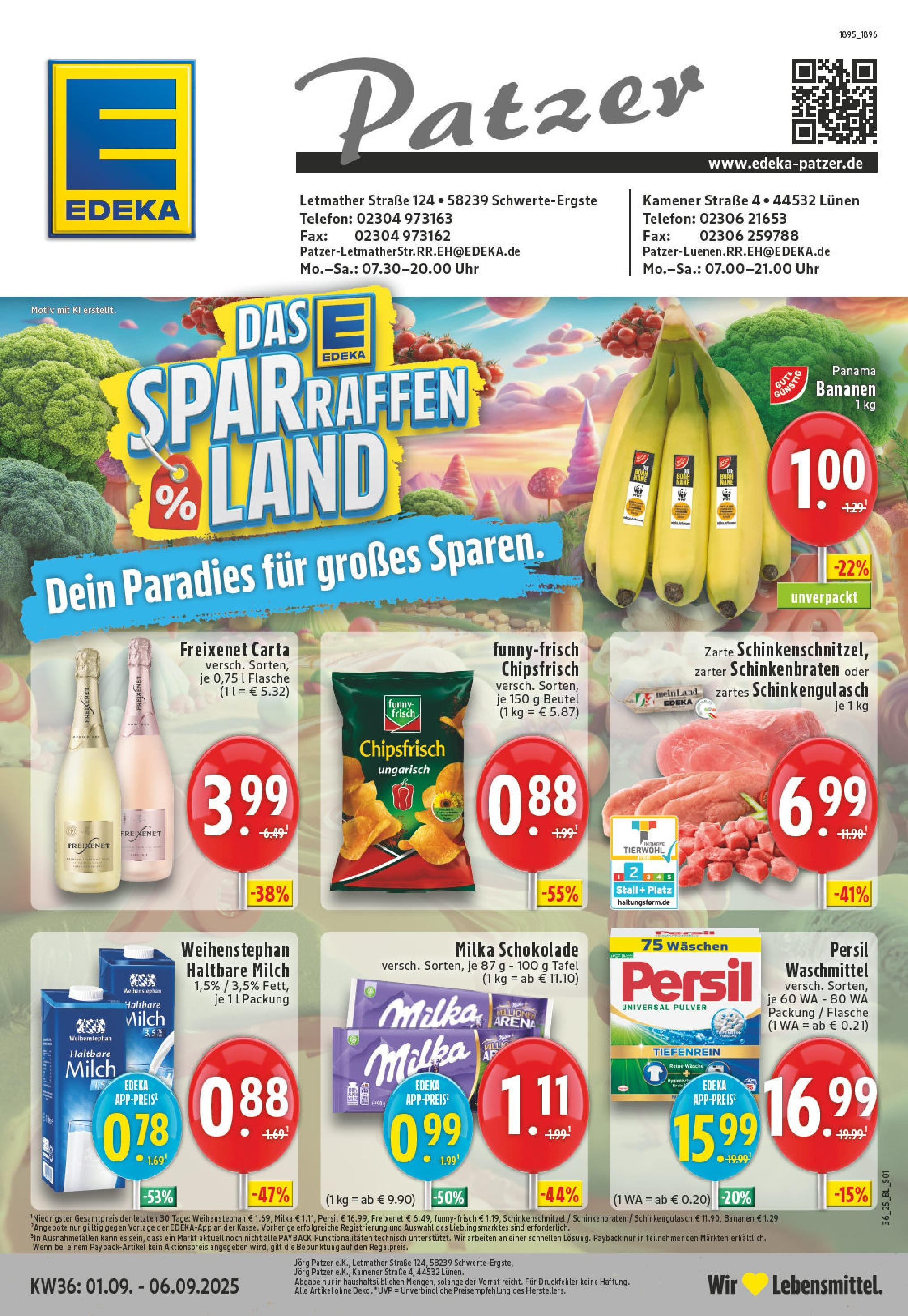 Edeka prospekt Schwerte - Ergste (ab 01.09.2025) » Angebote Online | Seite: 1 | Produkte: Freixenet, Milka schokolade, Uhr, Persil Edeka prospekt Schwerte - Ergste (ab 01.09.2025) » Angebote Online | Seite: 1 | Produkte: Freixenet, Milka schokolade, Uhr, Persil
