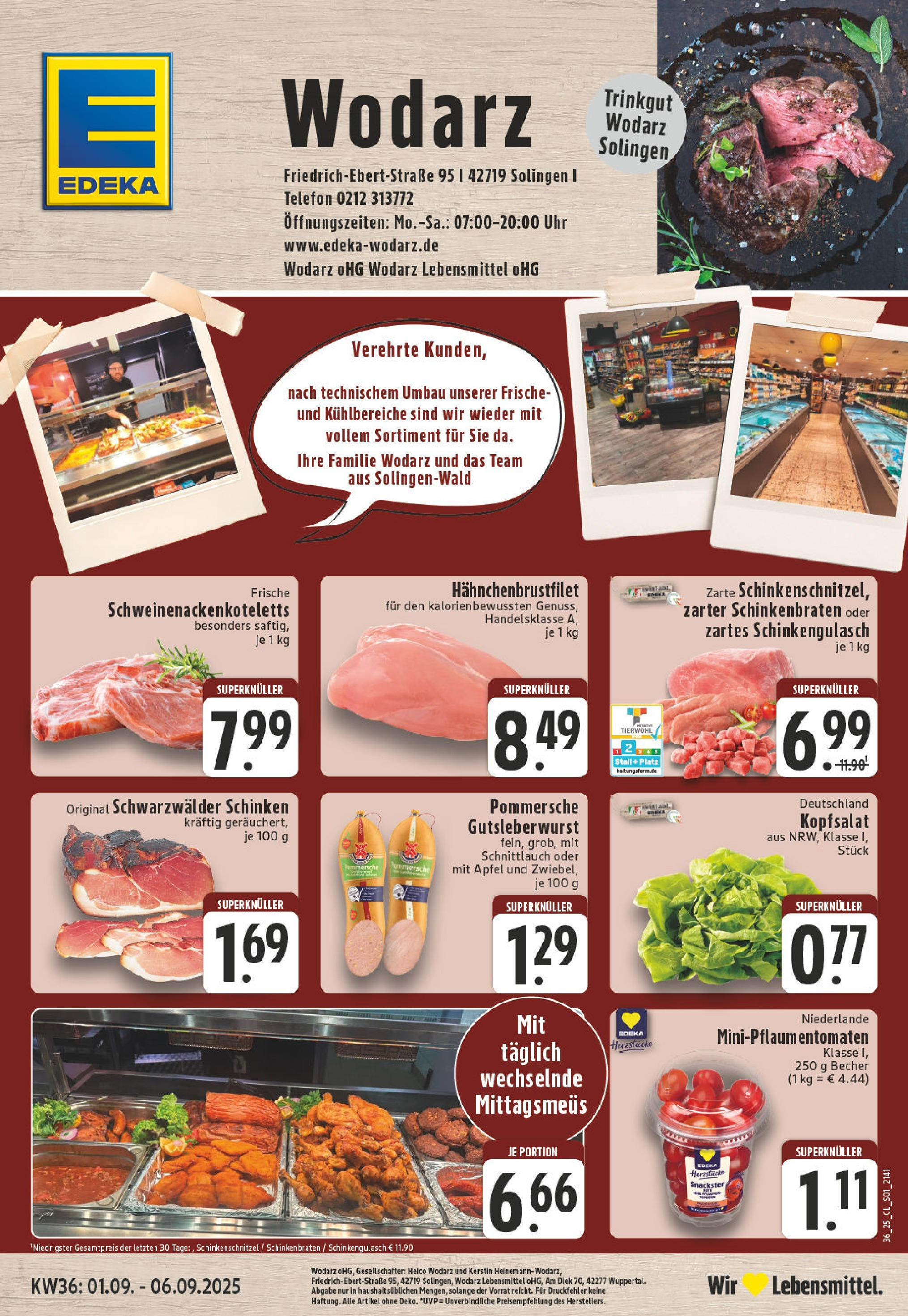 Edeka prospekt Solingen-Wald (ab 01.09.2025) » Angebote Online | Seite: 1 | Produkte: Äpfel, Schinken, Telefon, Uhr Edeka prospekt Solingen-Wald (ab 01.09.2025) » Angebote Online | Seite: 1 | Produkte: Äpfel, Schinken, Telefon, Uhr