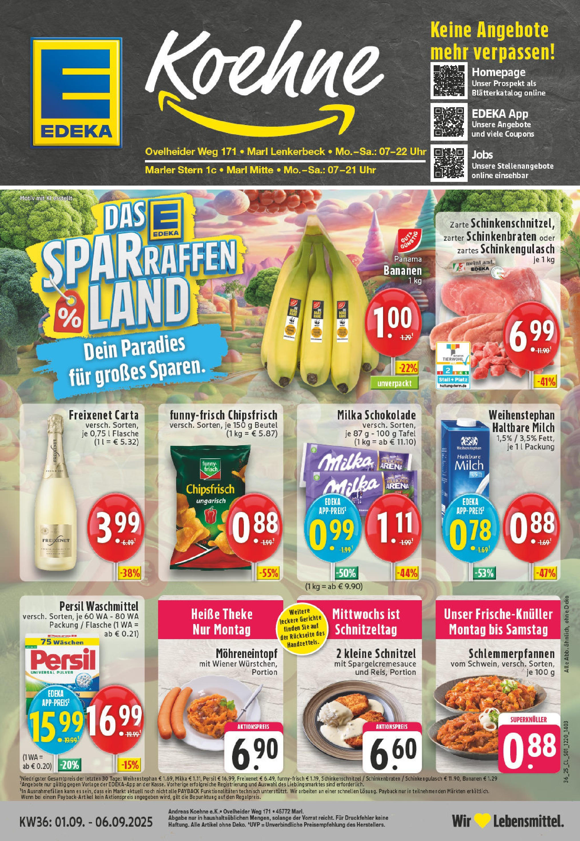 Edeka prospekt Marl (ab 01.09.2025) » Angebote Online | Seite: 1 | Produkte: Milch, Theke, Schinken, Persil Edeka prospekt Marl (ab 01.09.2025) » Angebote Online | Seite: 1 | Produkte: Milch, Theke, Schinken, Persil