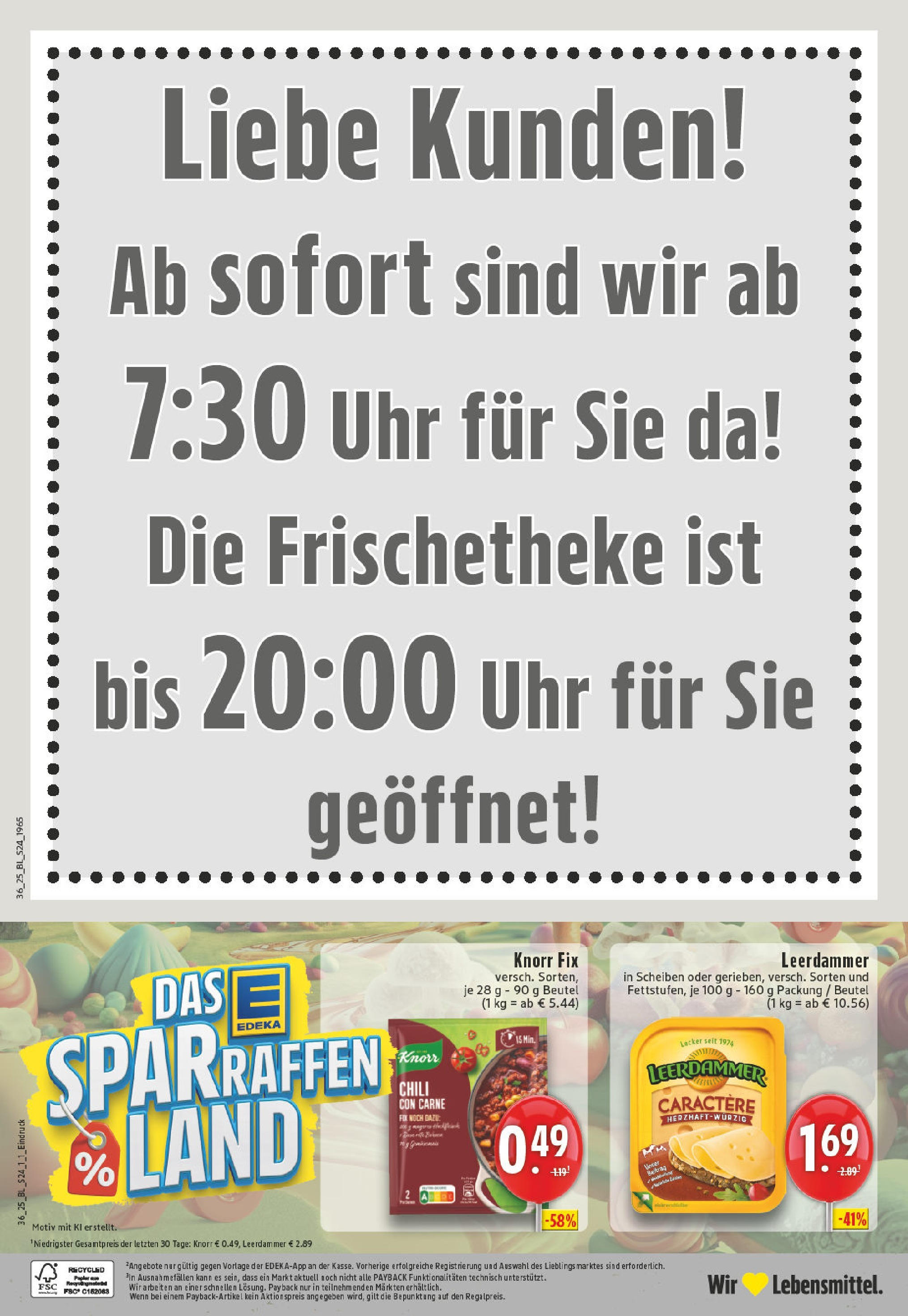 Edeka prospekt Bornheim (ab 01.09.2025) » Angebote Online | Seite: 24 | Produkte: Knorr fix, Knorr, Leerdammer, Uhr Edeka prospekt Bornheim (ab 01.09.2025) » Angebote Online | Seite: 24 | Produkte: Knorr fix, Knorr, Leerdammer, Uhr