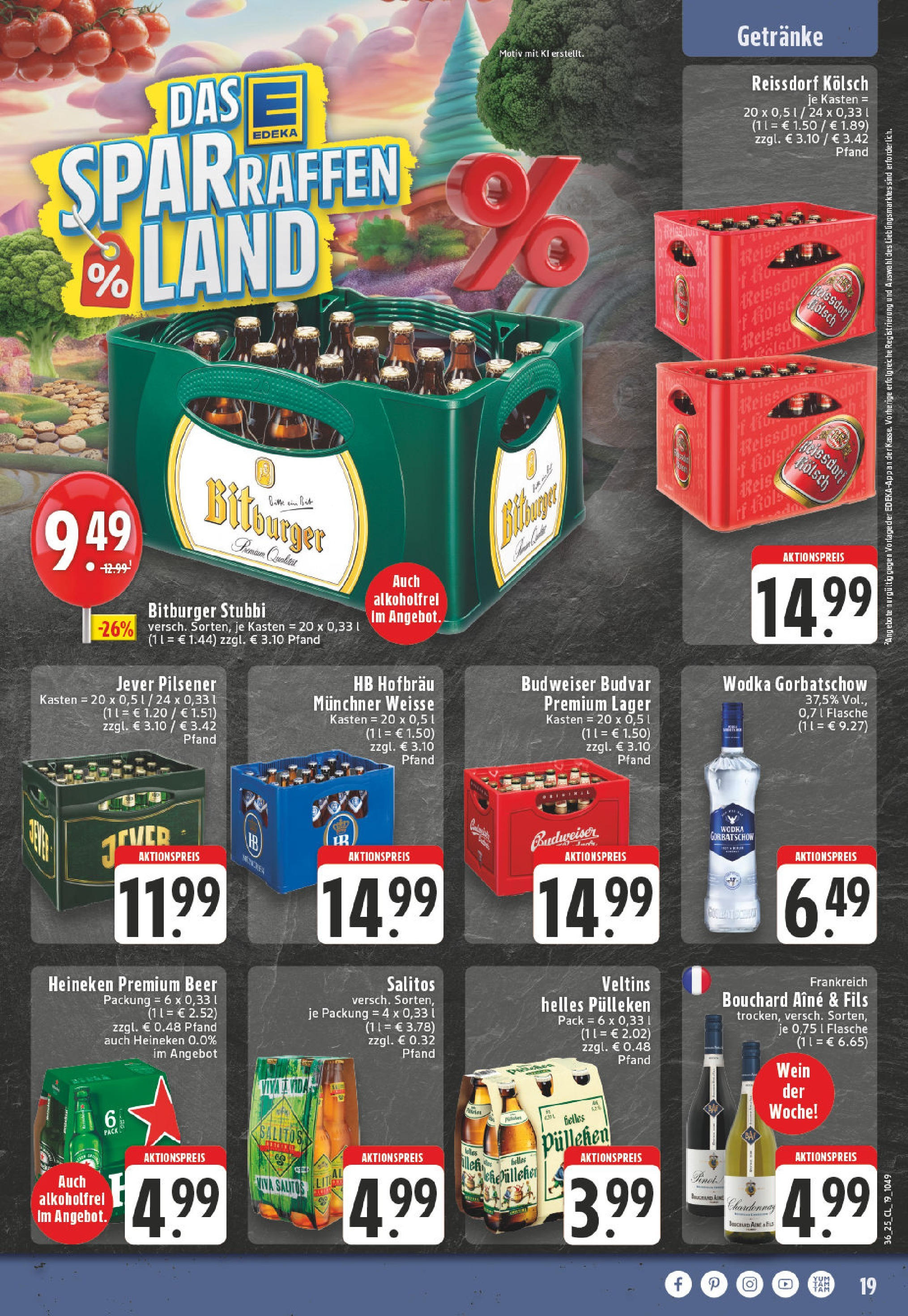 Edeka prospekt Kempenich (ab 01.09.2025) » Angebote Online | Seite: 19 | Produkte: Bitburger, Jever, Wodka, Veltins Edeka prospekt Kempenich (ab 01.09.2025) » Angebote Online | Seite: 19 | Produkte: Bitburger, Jever, Wodka, Veltins