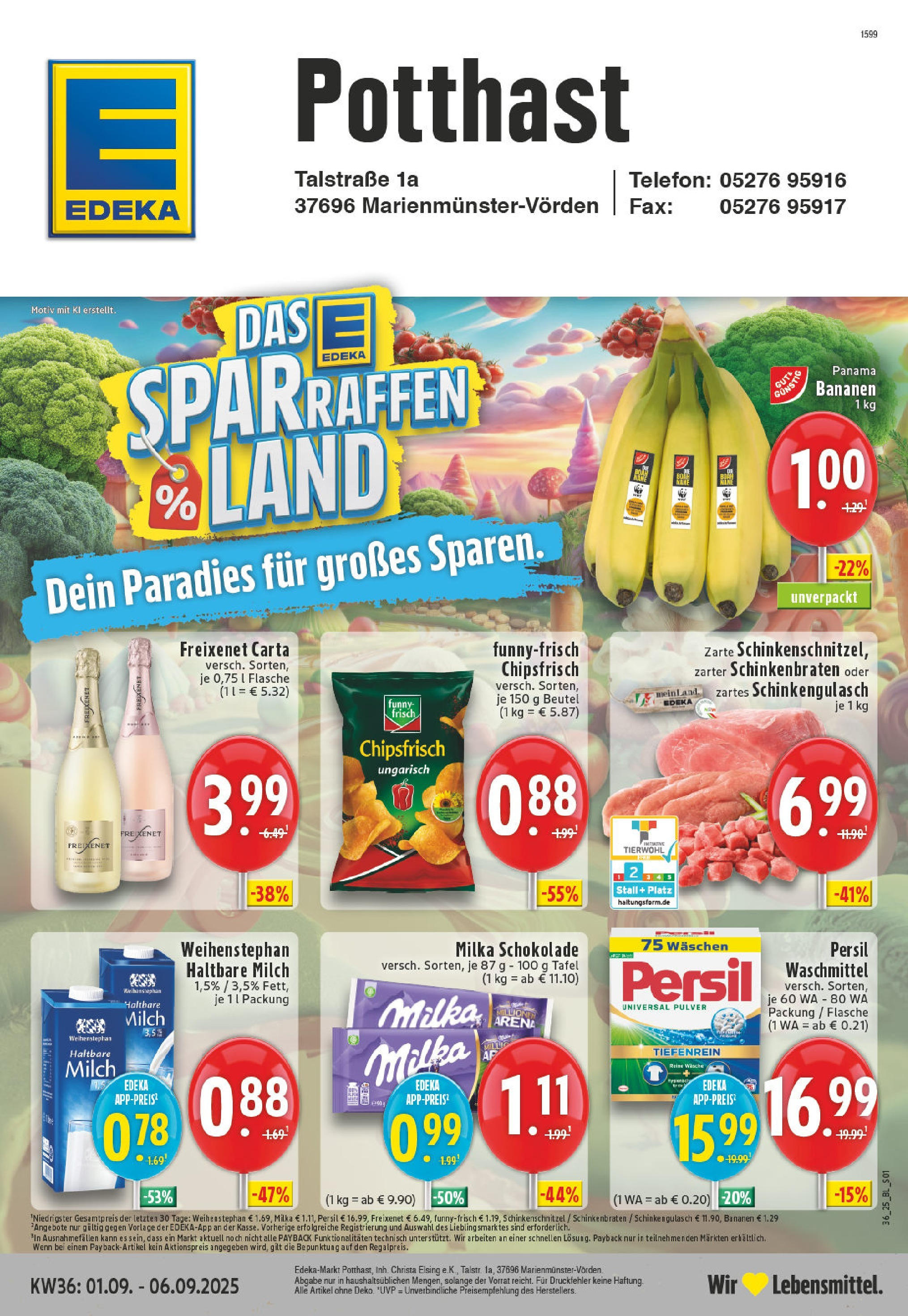 Edeka prospekt Marienmuenster-Voerden (ab 01.09.2025) » Angebote Online | Seite: 1 | Produkte: Milch, Haltbare milch, Schinken, Persil Edeka prospekt Marienmuenster-Voerden (ab 01.09.2025) » Angebote Online | Seite: 1 | Produkte: Milch, Haltbare milch, Schinken, Persil