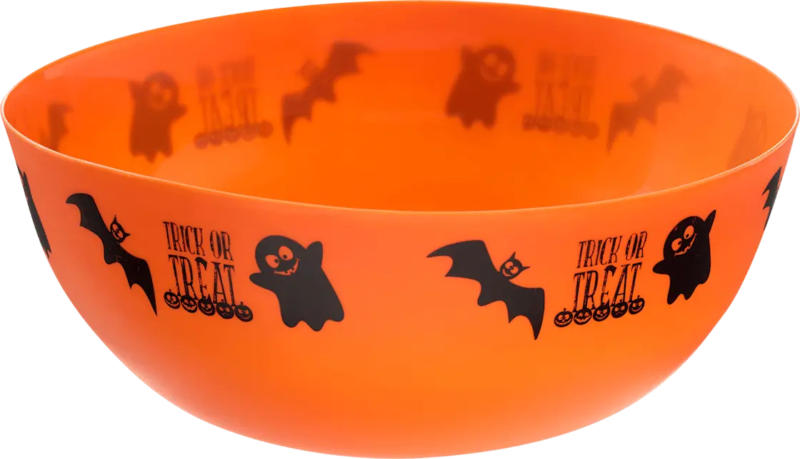 Dekorieren & Einrichten Schüssel "TRICK OR TREAT" mit Gespenst & Fledermaus, orange