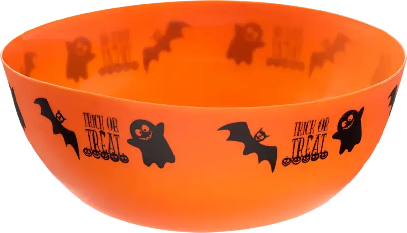 Dekorieren & Einrichten Schüssel "TRICK OR TREAT" mit Gespenst & Fledermaus, orange