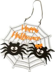 BOLTZE Filzspinnennetz "Happy Halloween" mit zwei Spinnen