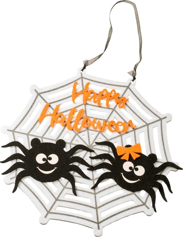 BOLTZE Filzspinnennetz "Happy Halloween" mit zwei Spinnen
