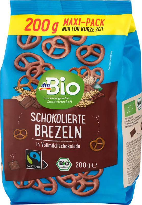 dmBio Brezeln, schokoliert in Vollmilchschokolade