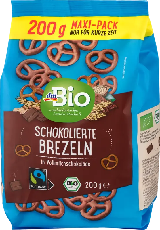 dmBio Brezeln, schokoliert in Vollmilchschokolade