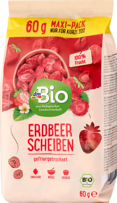 dmBio Trockenfrüchte, Erdbeerscheiben gefriergetrocknet