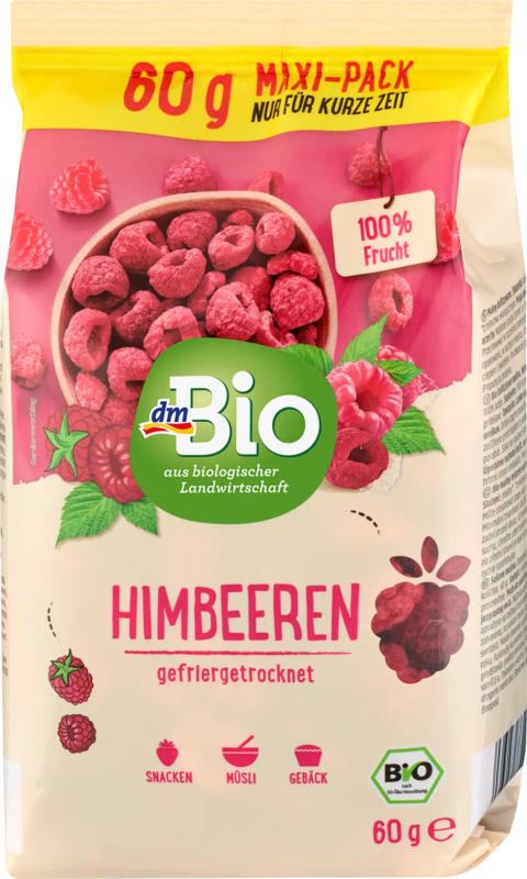 dmBio Trockenfrüchte, Himbeeren gefriergetrocknet