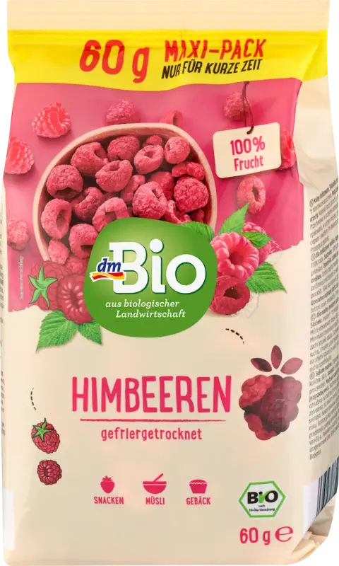 dmBio Trockenfr&uuml;chte, Himbeeren gefriergetrocknet