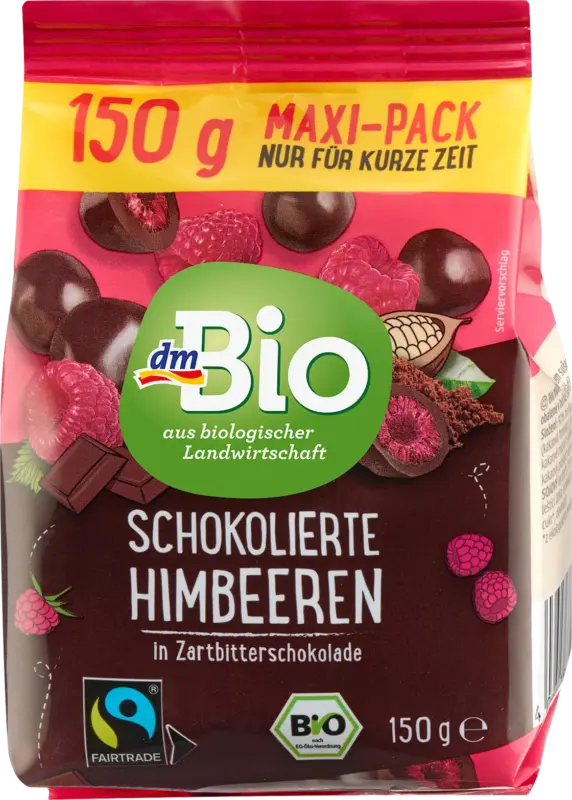 dmBio Schokolierte Himbeeren in Zartbitter