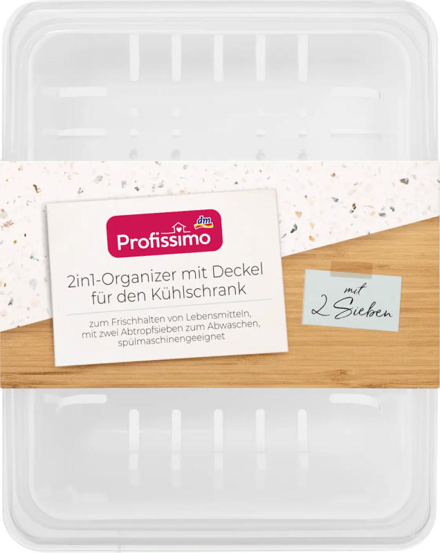 Profissimo Kühlschrank-Organizer 2in1 mit Deckel & 2 Siebe