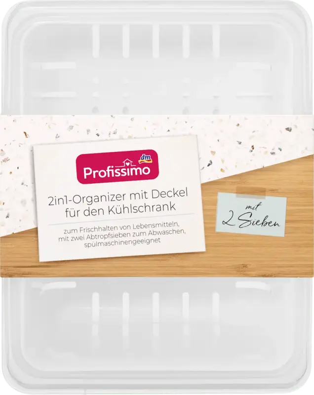Profissimo K&uuml;hlschrank-Organizer 2in1 mit Deckel & 2 Siebe