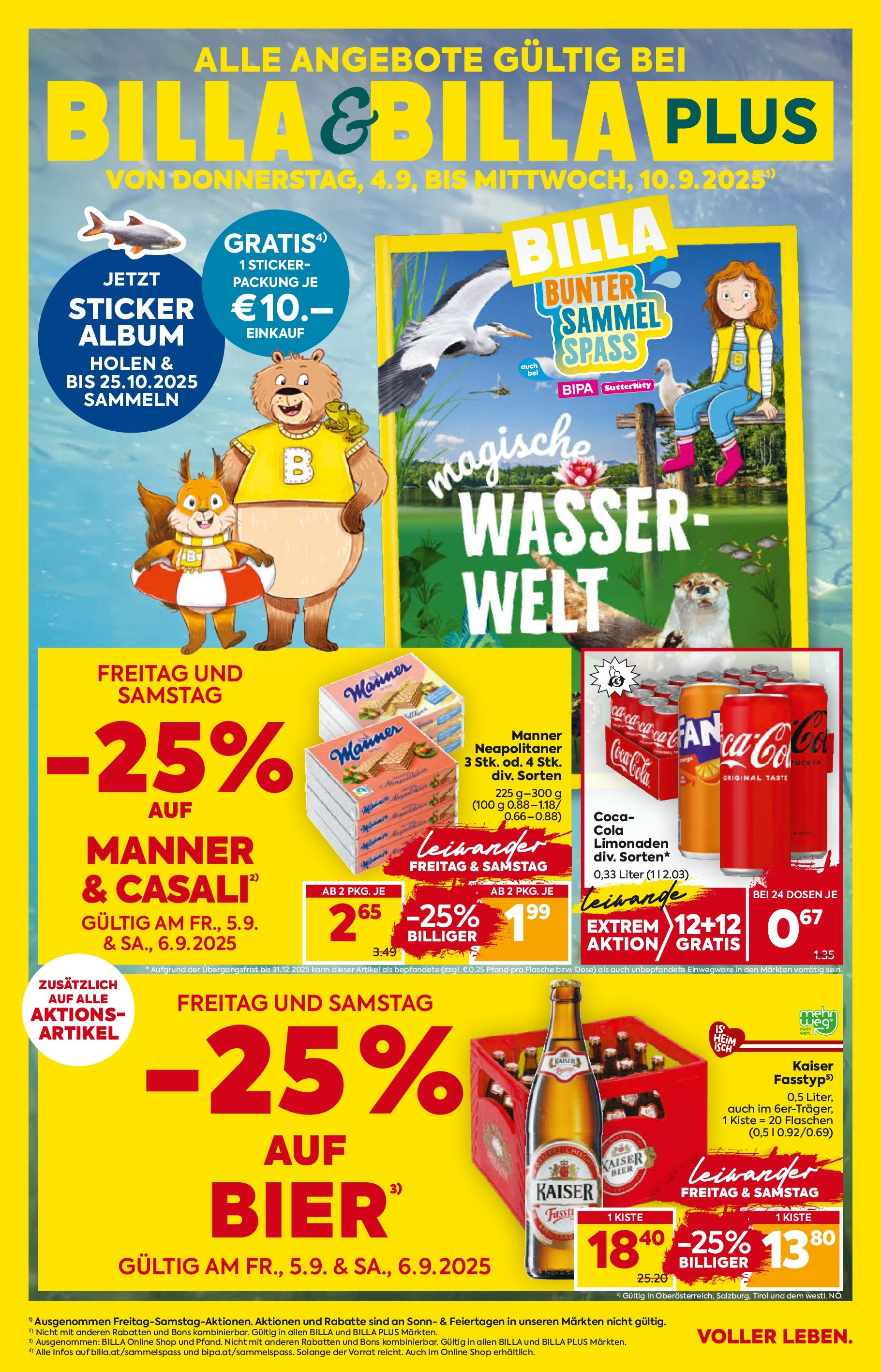 Billa Flugblatt - Amstetten ab 04.09.2025 ✳️ Angebote, Prospekt | Seite: 1 | Produkte: Wasser, Bier Billa Flugblatt - Amstetten ab 04.09.2025 - Angebote, Prospekt | Seite: 1 | Produkte: Wasser, Bier
