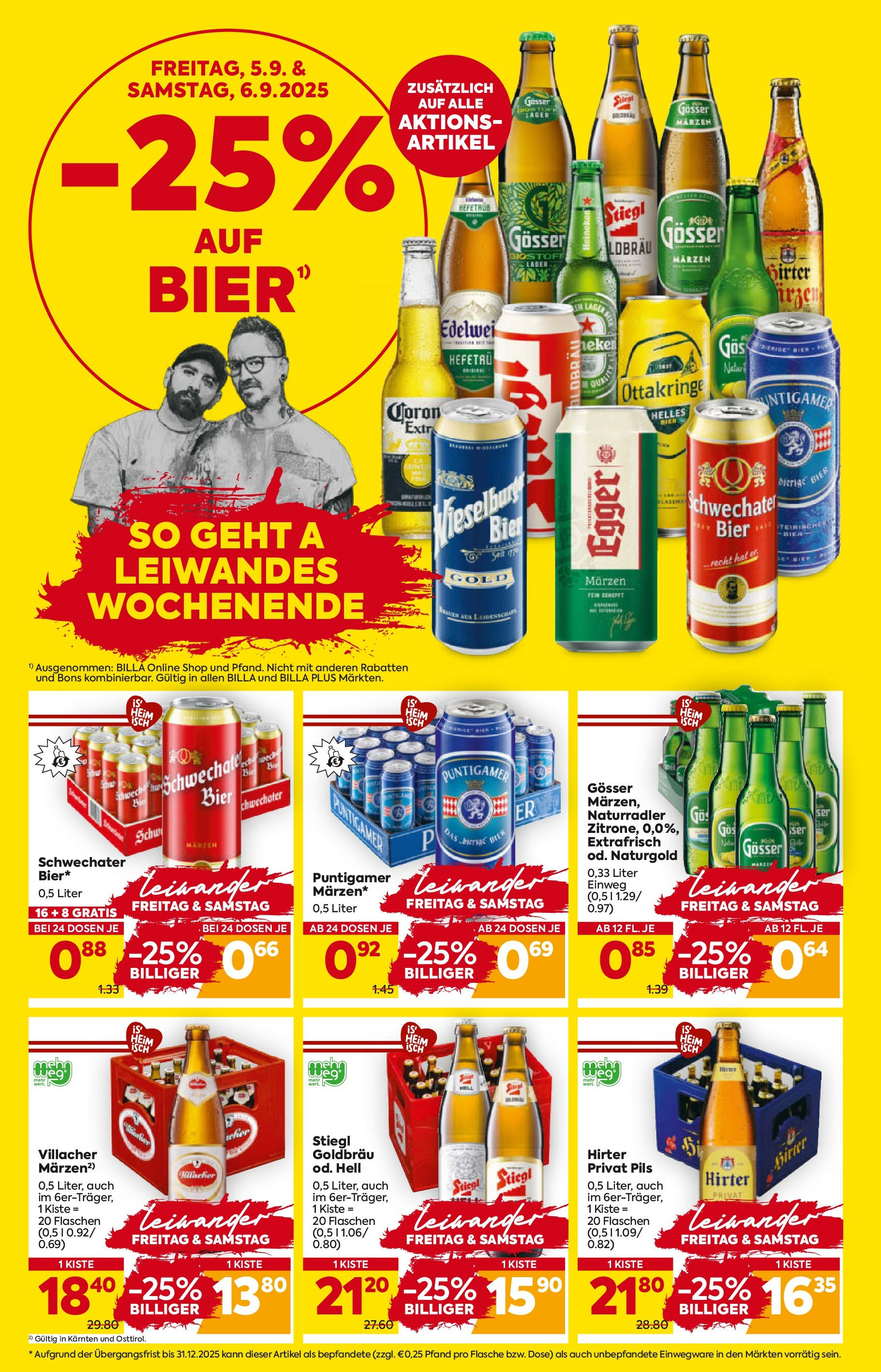 Billa Flugblatt - Maria Rain, Patergassen, Villach ab 04.09.2025 ✳️ Angebote, Prospekt | Seite: 2 | Produkte: Bier Billa Flugblatt - Maria Rain, Patergassen, Villach ab 04.09.2025 - Angebote, Prospekt | Seite: 2 | Produkte: Bier