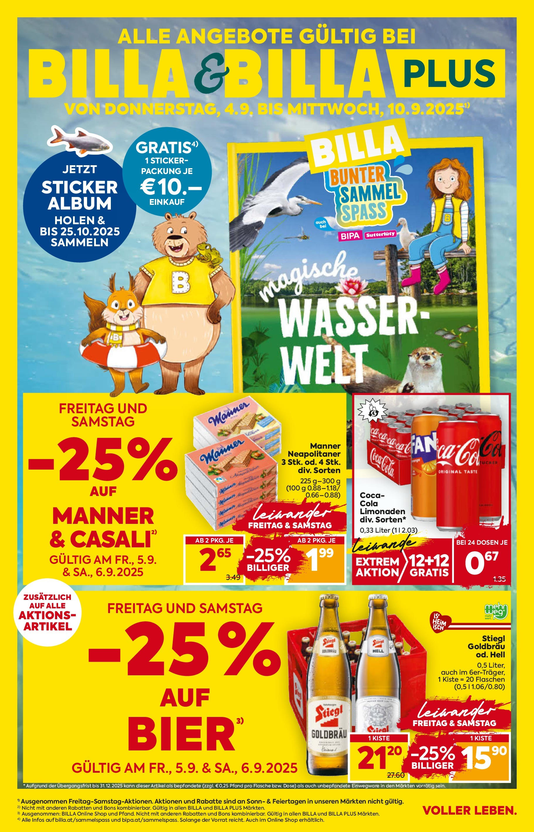 Billa Flugblatt - Oberndorf Bei Salzburg, Lamprechtshausen, Maria Alm ab 04.09.2025 - Angebote, Prospekt | Seite: 1 | Produkte: Wasser, Bier