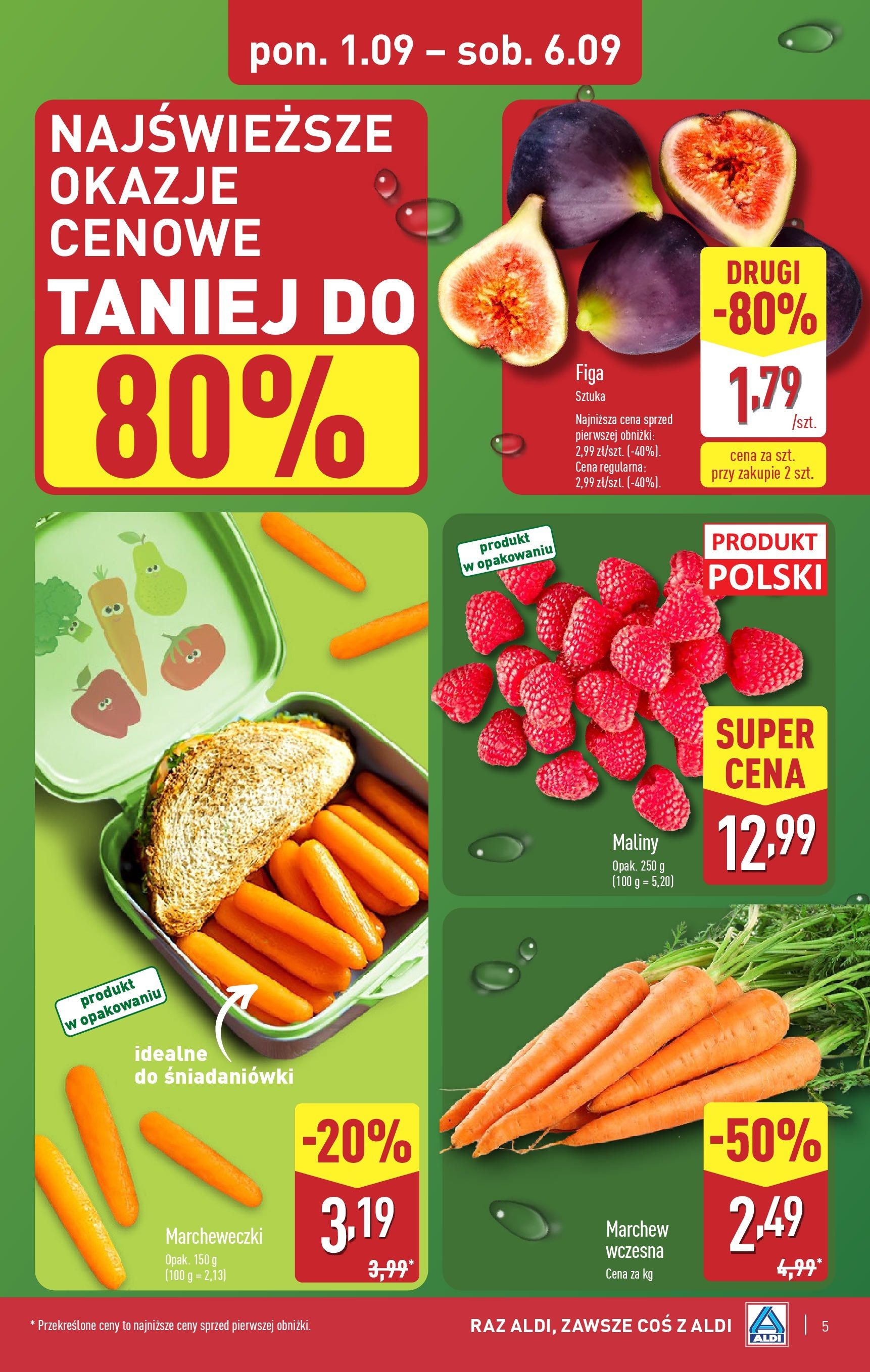 Aldi Gazetka od 01.09.2025 | Nowa PDF gazetka | Strona: 5 | Produkty: Maliny Aldi Gazetka od 01.09.2025 - Ulotka PDF, promocje | Strona: 5 | Produkty: Maliny