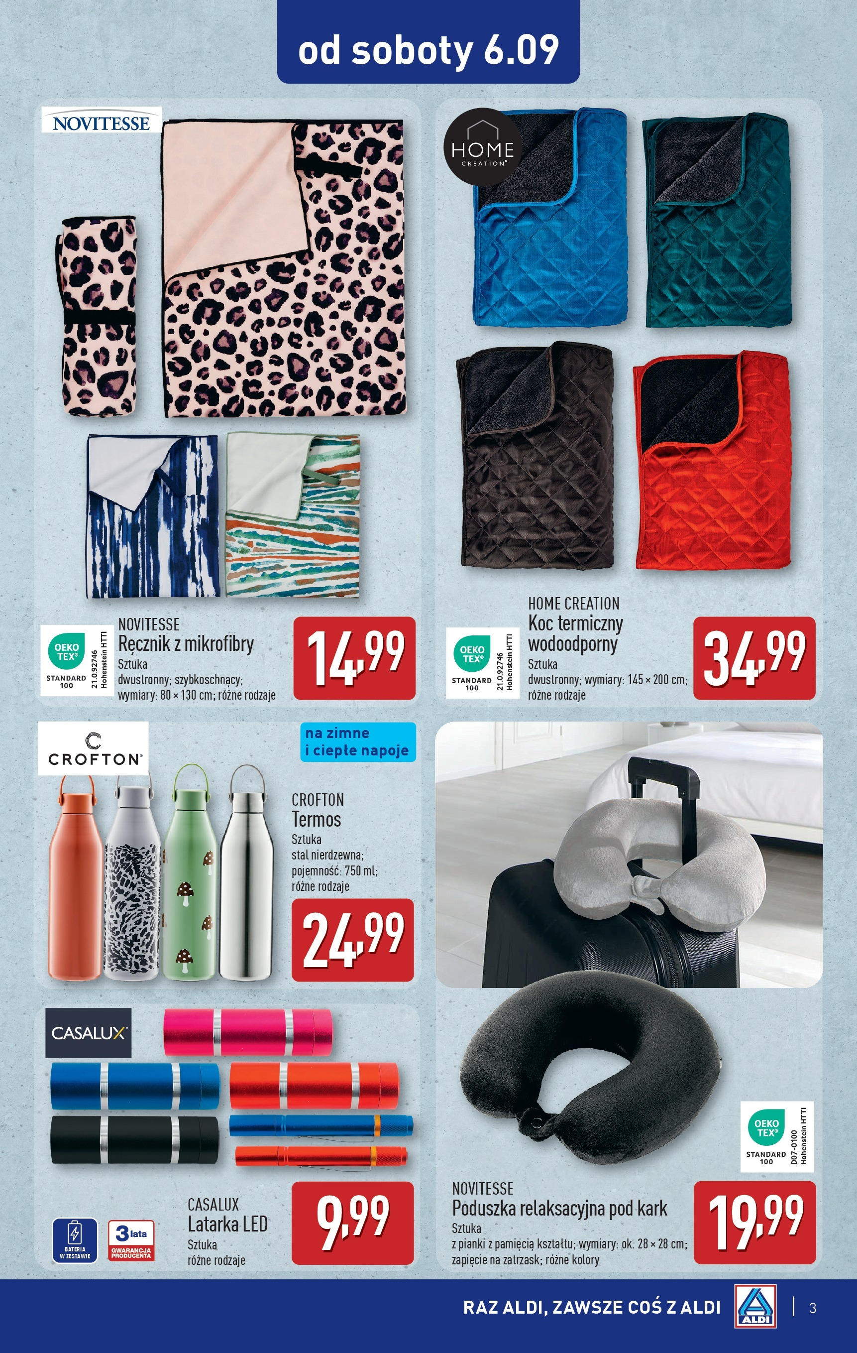 Aldi Gazetka - Od soboty od 06.09.2025 | Nowa PDF gazetka | Strona: 3 | Produkty: Napoje, Poduszka, Koc, Pianki Aldi Gazetka - Od soboty od 06.09.2025 - Ulotka PDF, promocje | Strona: 3 | Produkty: Napoje, Poduszka, Koc, Pianki
