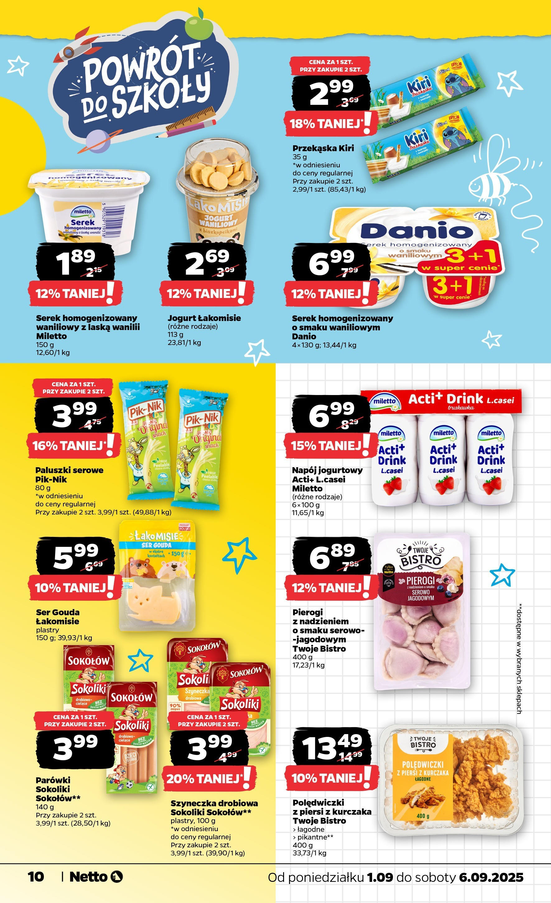 Netto gazetka - Spożywcza od 01.09.2025 | Promocje | Strona: 10 | Produkty: Serek, Paluszki, Ser, Ser gouda Netto gazetka - Spożywcza od 01.09.2025 - Aktualne promocje | Strona: 10 | Produkty: Serek, Paluszki, Ser, Ser gouda