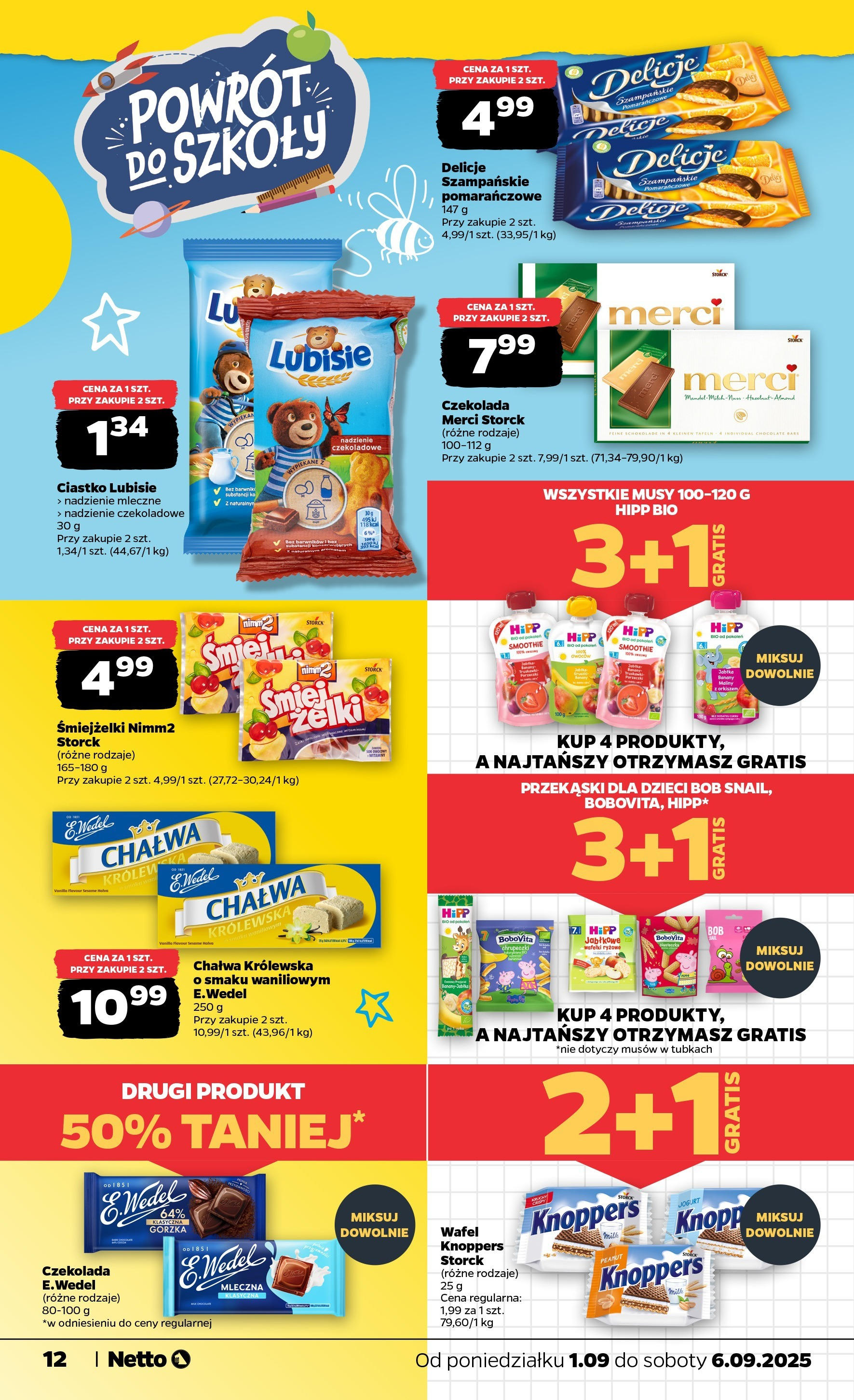 Netto gazetka - Spożywcza od 01.09.2025 | Promocje | Strona: 12 | Produkty: Bób, Wafelki, Żelki, Banany Netto gazetka - Spożywcza od 01.09.2025 - Aktualne promocje | Strona: 12 | Produkty: Bób, Wafelki, Żelki, Banany