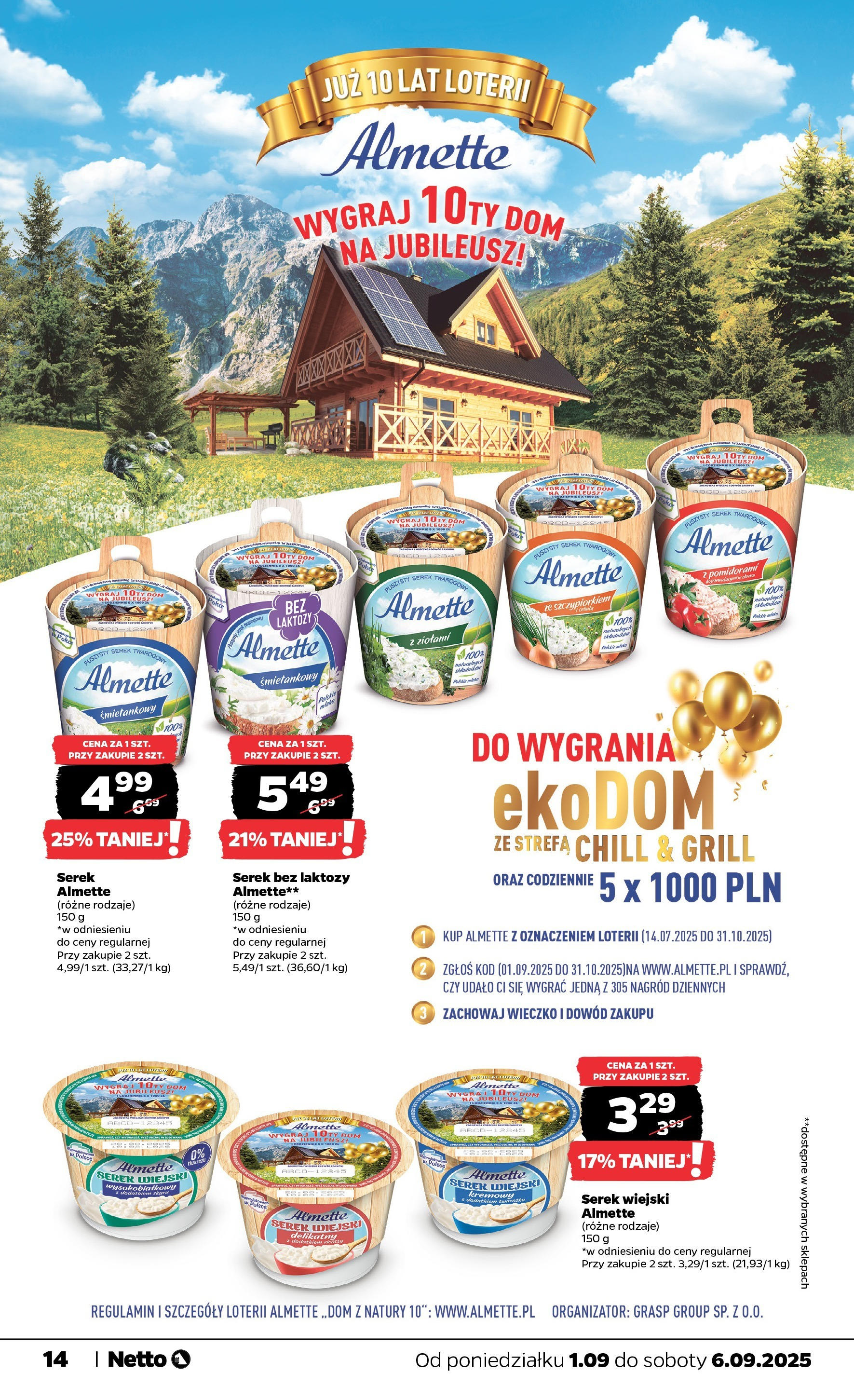 Netto gazetka - Spożywcza od 01.09.2025 | Promocje | Strona: 14 | Produkty: Bez laktozy, Serek, Grill, Serek wiejski Netto gazetka - Spożywcza od 01.09.2025 - Aktualne promocje | Strona: 14 | Produkty: Bez laktozy, Serek, Grill, Serek wiejski
