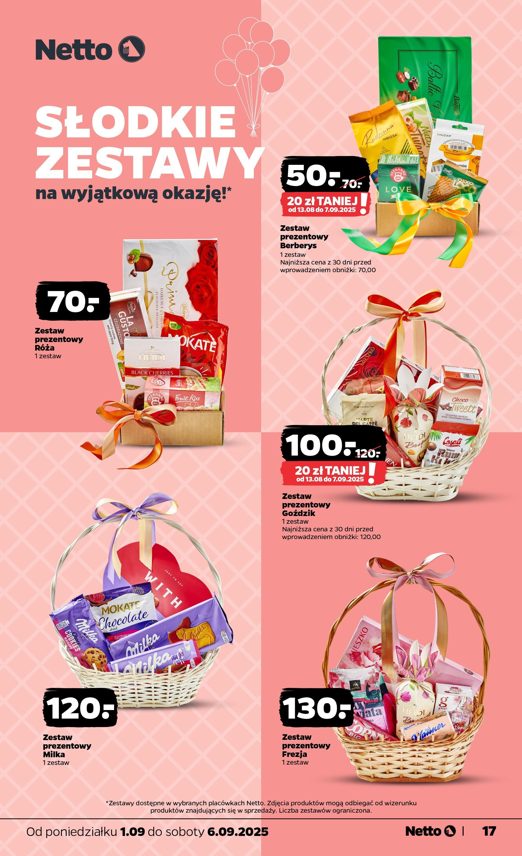 Netto gazetka - Spożywcza od 01.09.2025 | Promocje | Strona: 17 | Produkty: Goździk, Milka Netto gazetka - Spożywcza od 01.09.2025 - Aktualne promocje | Strona: 17 | Produkty: Goździk, Milka
