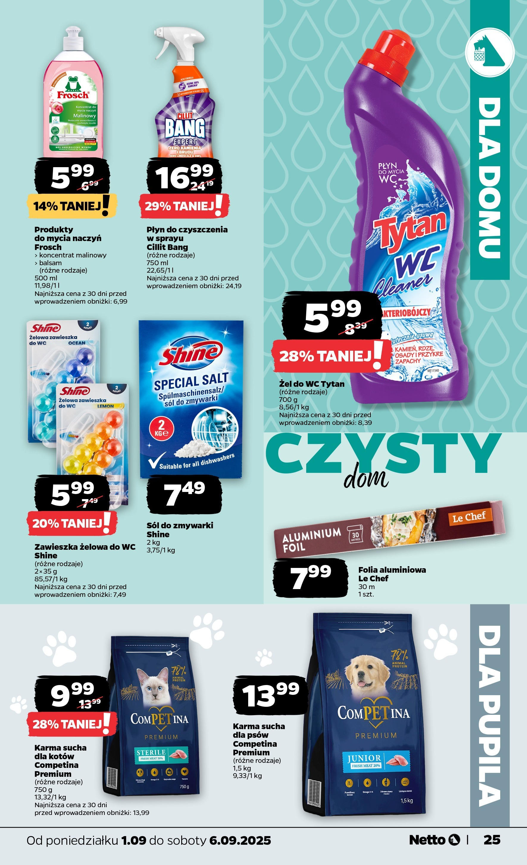 Netto gazetka - Spożywcza od 01.09.2025 | Promocje | Strona: 25 | Produkty: Cleaner, Sól do zmywarki, Sól Netto gazetka - Spożywcza od 01.09.2025 - Aktualne promocje | Strona: 25 | Produkty: Cleaner, Sól do zmywarki, Sól