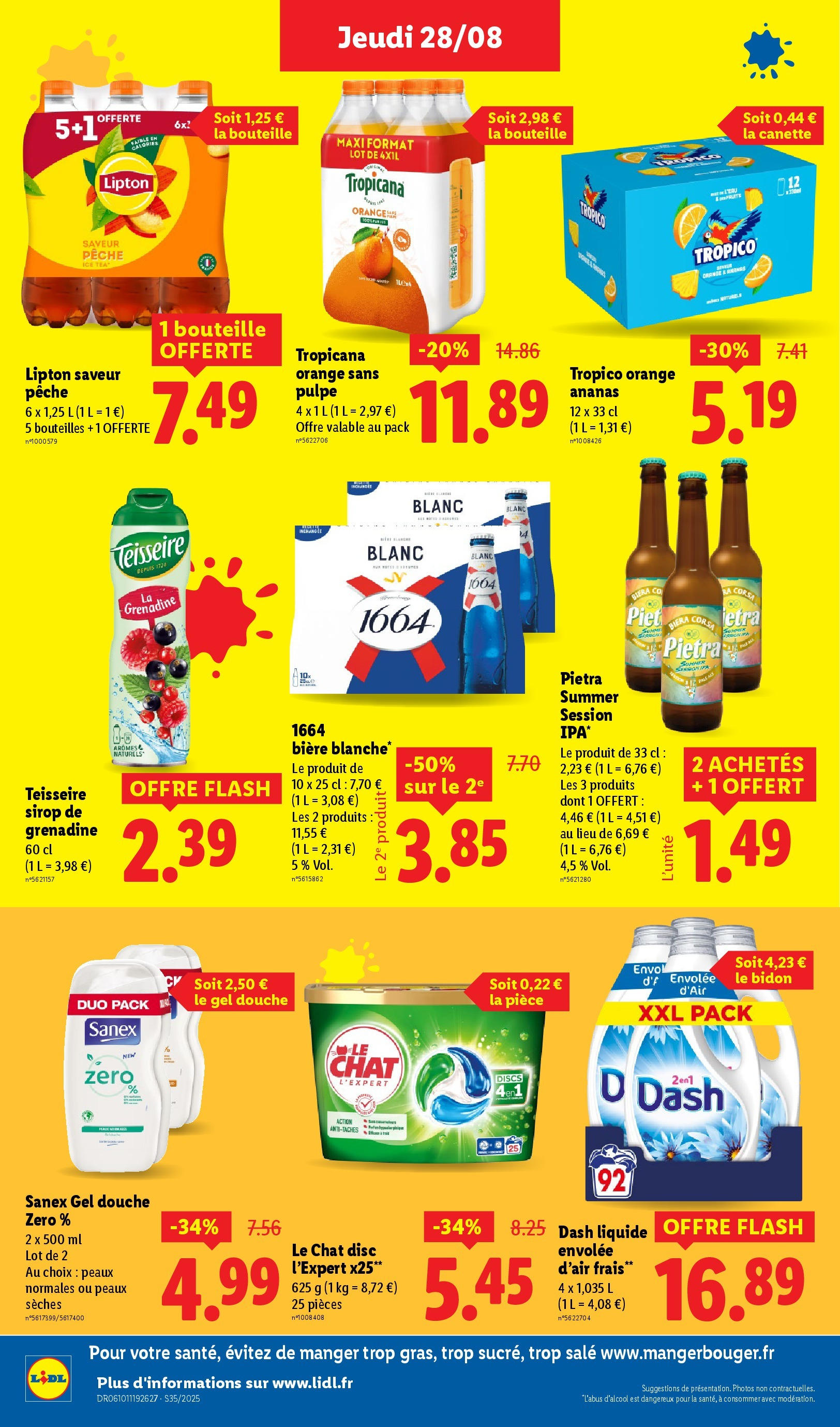 Catalogue LIDL du 27/08/2025 | Promo prospectus en ligne | Page: 20 | Produits: Orange, Pêche, Gel douche, Bière
