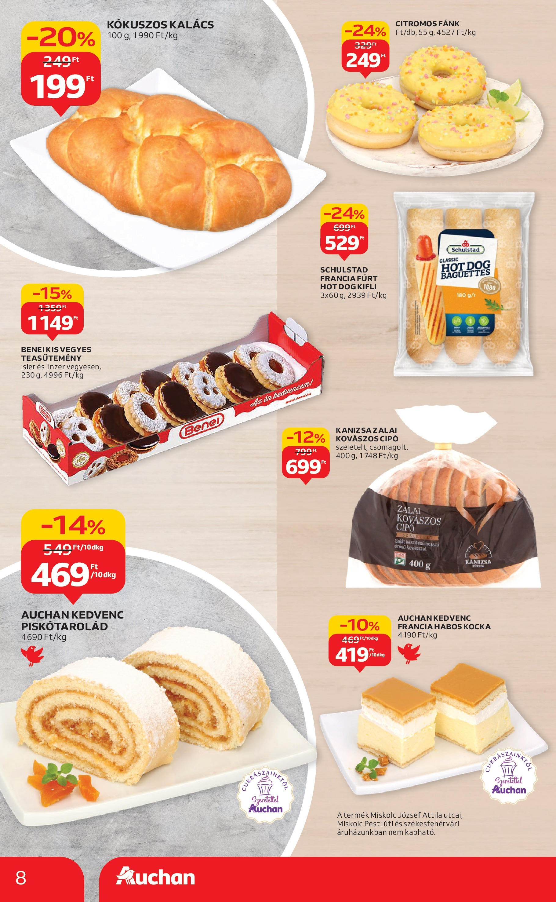 Auchan - Auchan újság érvényessége 09.03.-ig - 2025.08.29. -tól/töl > akció, lapozható szórólap 🛍️ | Oldal: 8 | Termékek: Kovászos cipó, Kifli, Kalács, Linzer