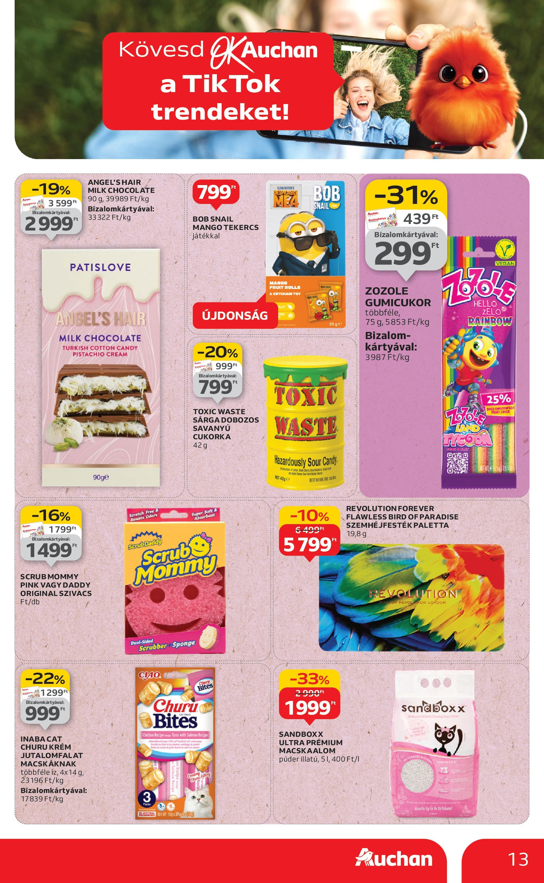 Auchan - Auchan újság érvényessége 09.03.-ig - 2025.08.29. -tól/töl > akció, lapozható szórólap 🛍️ | Oldal: 13 | Termékek: Macskaalom, Szemhéjfesték, Cukorka, Mangó
