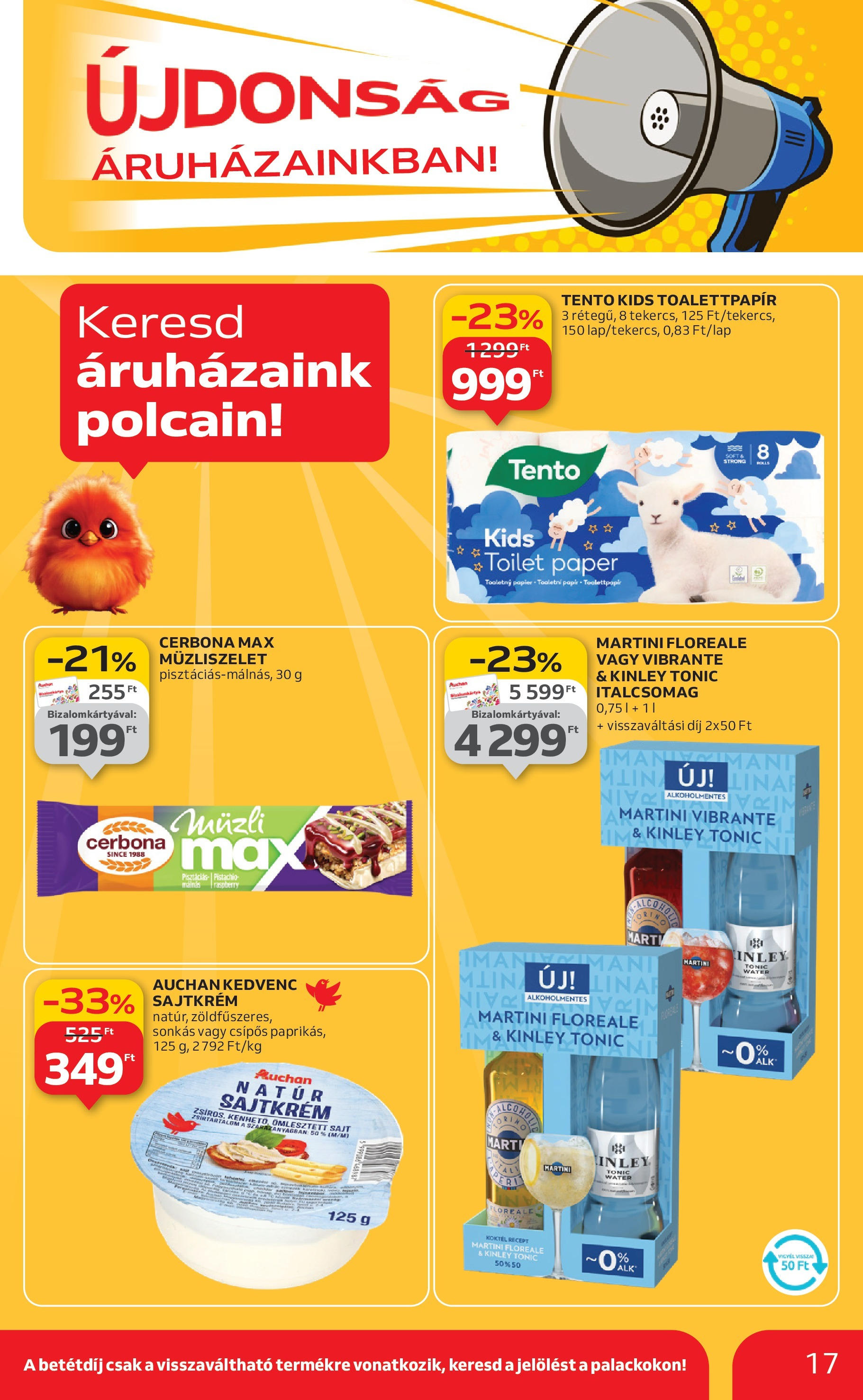 Auchan - Auchan újság érvényessége 09.03.-ig - 2025.08.29. -tól/töl > akció, lapozható szórólap 🛍️ | Oldal: 17 | Termékek: Tonic, Müzli, Sajt, Müzliszelet