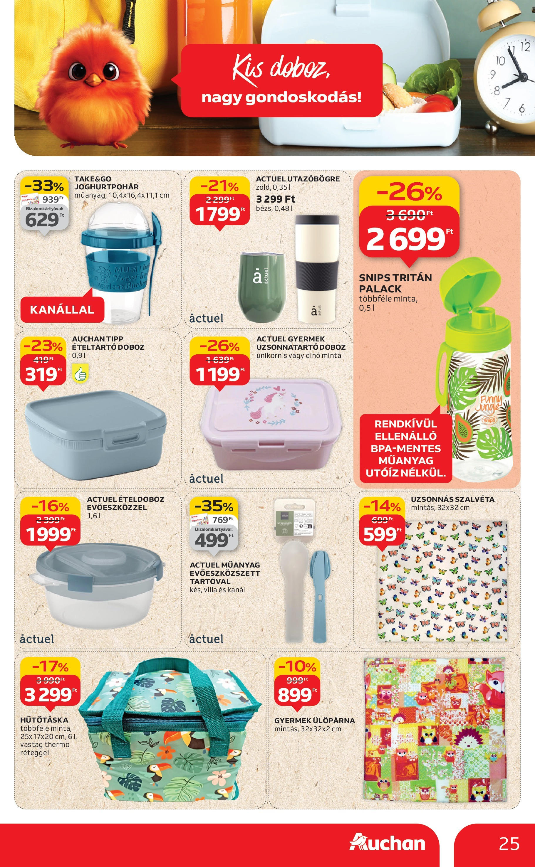 Auchan - Auchan újság érvényessége 09.03.-ig - 2025.08.29. -tól/töl > akció, lapozható szórólap 🛍️ | Oldal: 25 | Termékek: Ételtartó, Doboz, Hűtőtáska, Ülőpárna