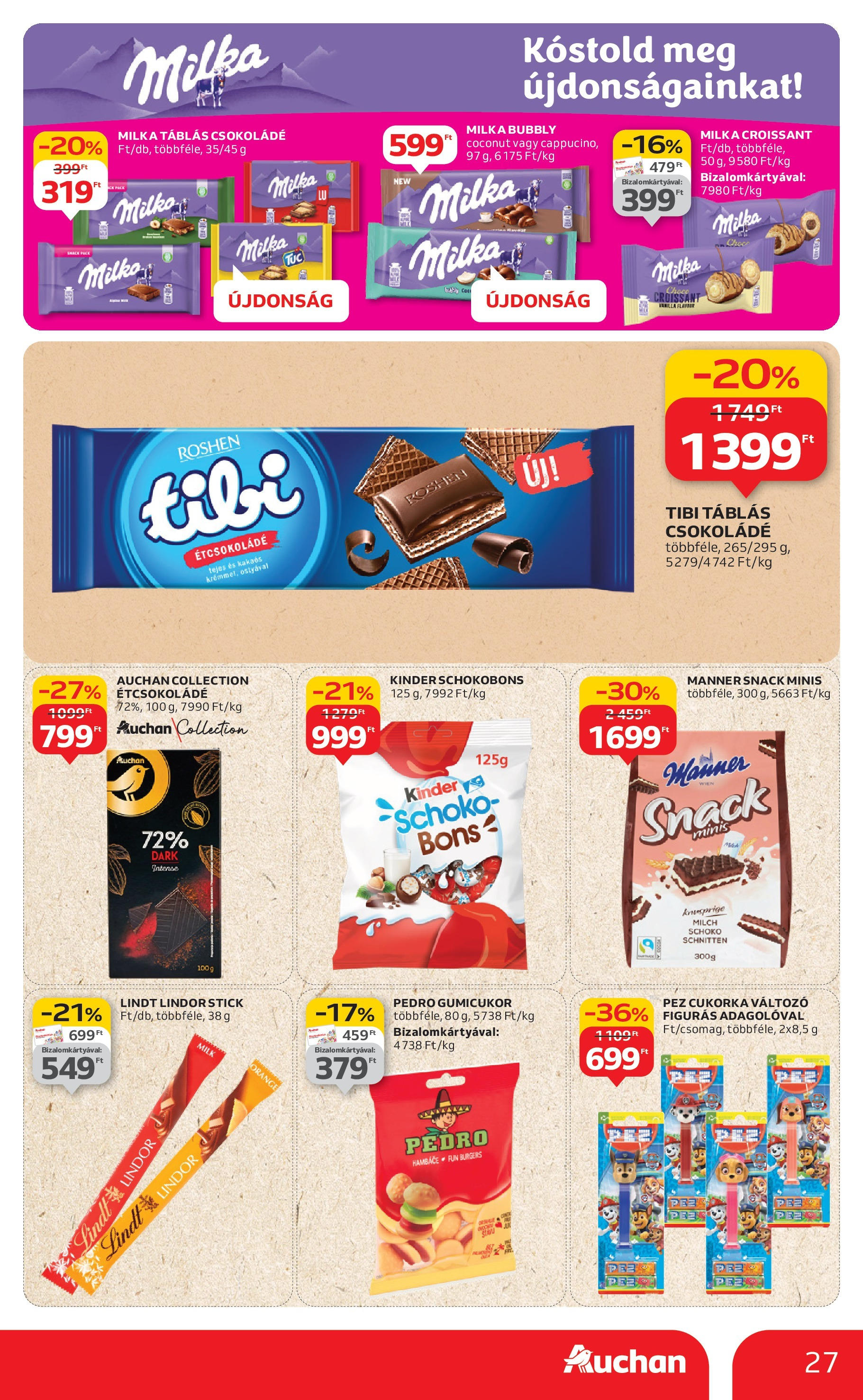 Auchan - Auchan újság érvényessége 09.03.-ig - 2025.08.29. -tól/töl > akció, lapozható szórólap 🛍️ | Oldal: 27 | Termékek: Croissant, Gumicukor, Csokoládé, Cukorka