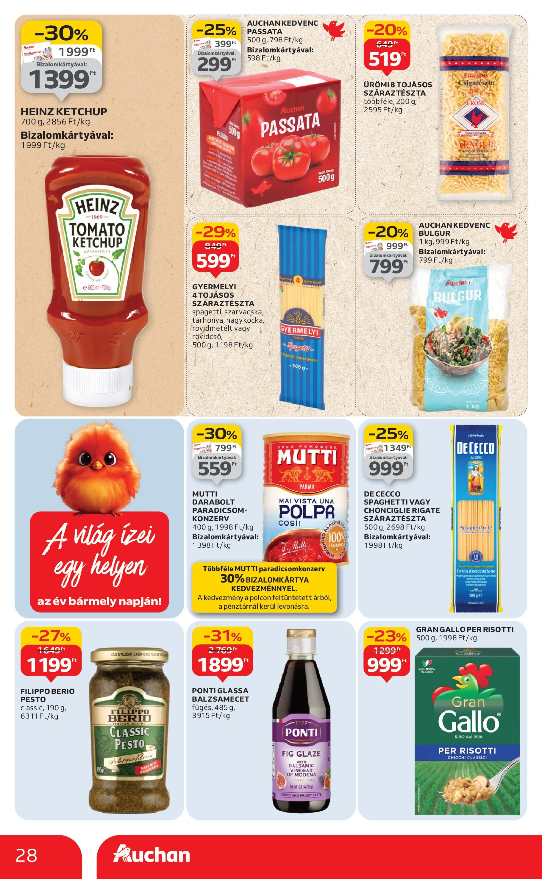 Auchan - Auchan újság érvényessége 09.03.-ig - 2025.08.29. -tól/töl > akció, lapozható szórólap 🛍️ | Oldal: 28 | Termékek: Pesto, Balzsamecet, Paradicsom, Ketchup
