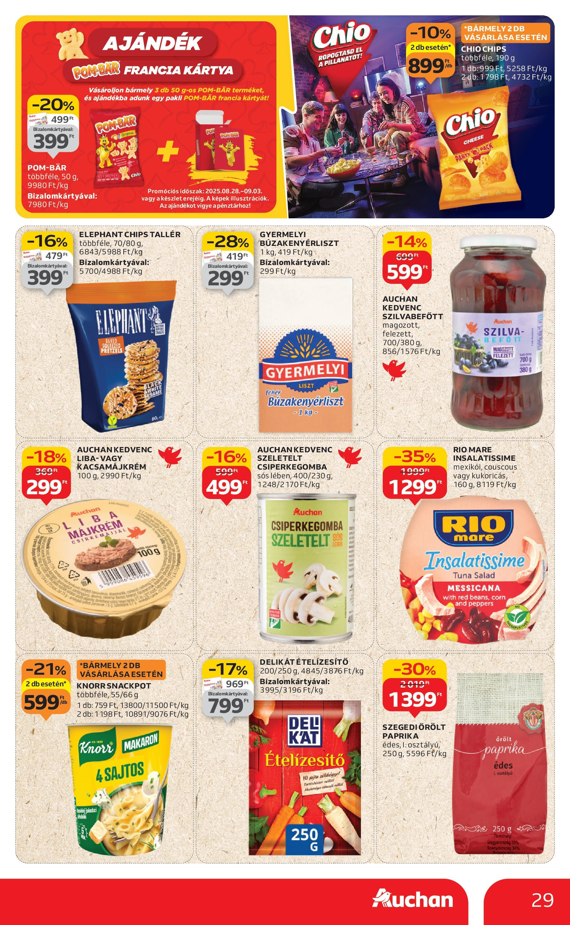 Auchan - Auchan újság érvényessége 09.03.-ig - 2025.08.29. -tól/töl > akció, lapozható szórólap 🛍️ | Oldal: 29 | Termékek: Májkrém, Chips, Szilva, Ételízesítő