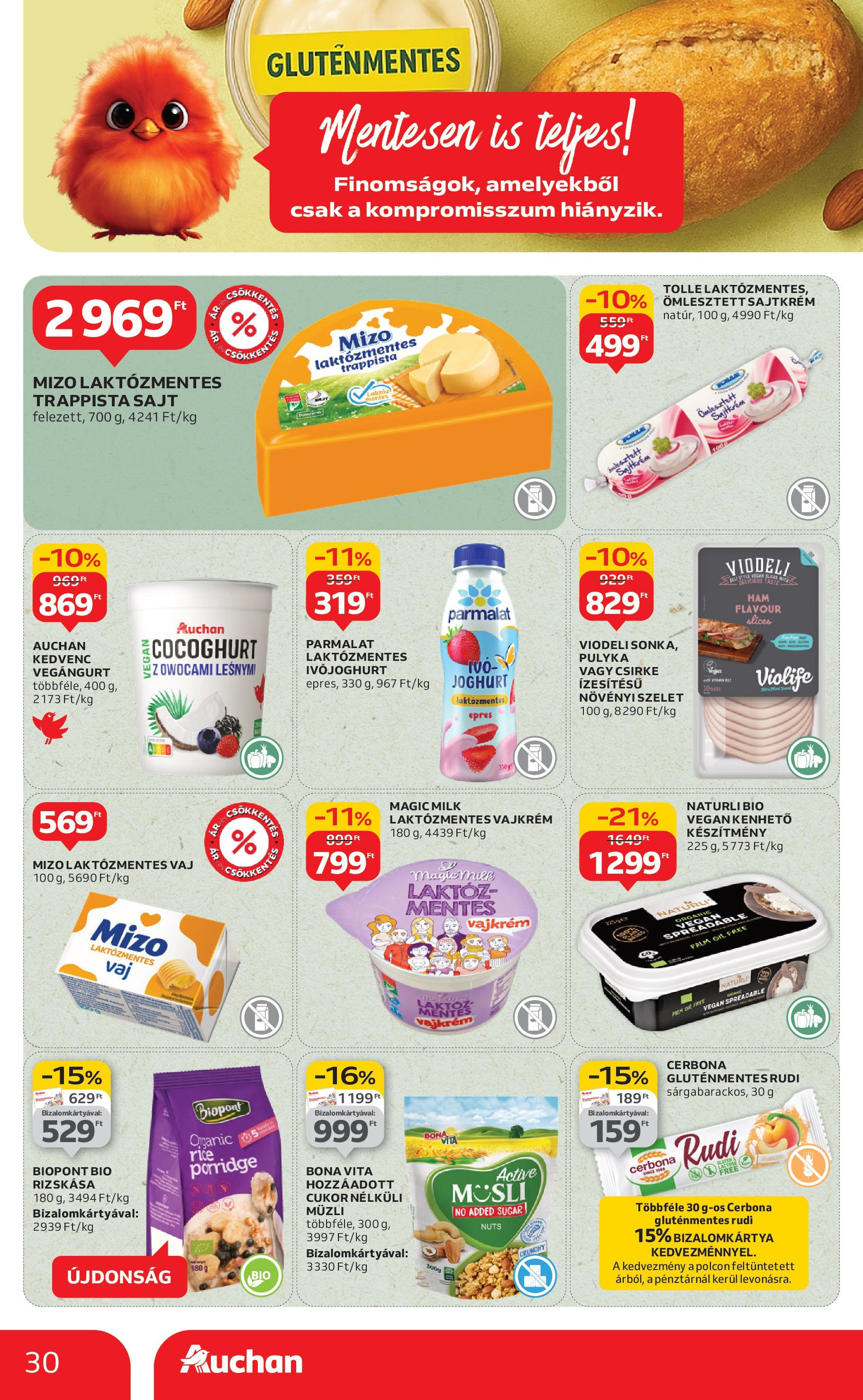 Auchan - Auchan újság érvényessége 09.03.-ig - 2025.08.29. -tól/töl > akció, lapozható szórólap 🛍️ | Oldal: 30 | Termékek: Laktózmentes vaj, Sajt, Gluténmentes, Cukor