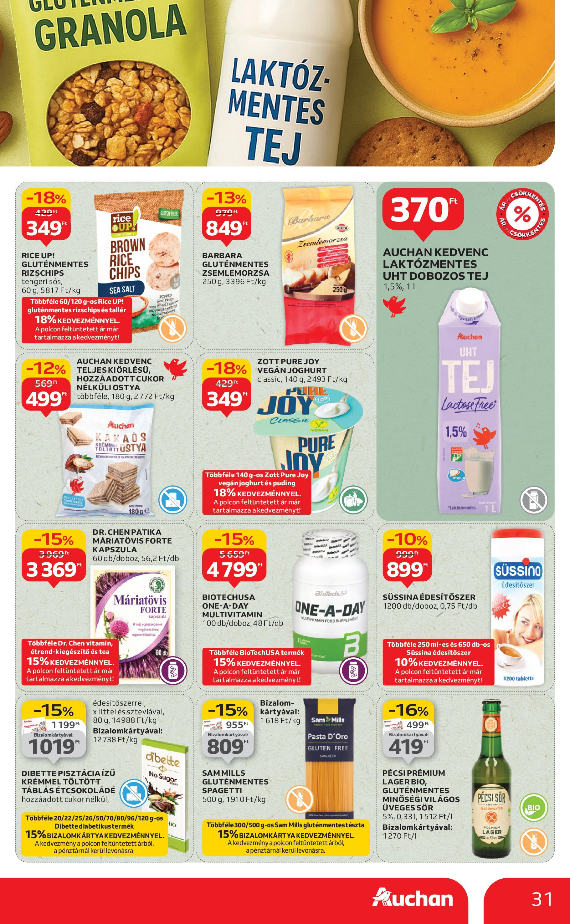Auchan - Auchan újság érvényessége 09.03.-ig - 2025.08.29. -tól/töl > akció, lapozható szórólap 🛍️ | Oldal: 31 | Termékek: Chips, Kiseli krastavci, Édesítőszer, Gluténmentes