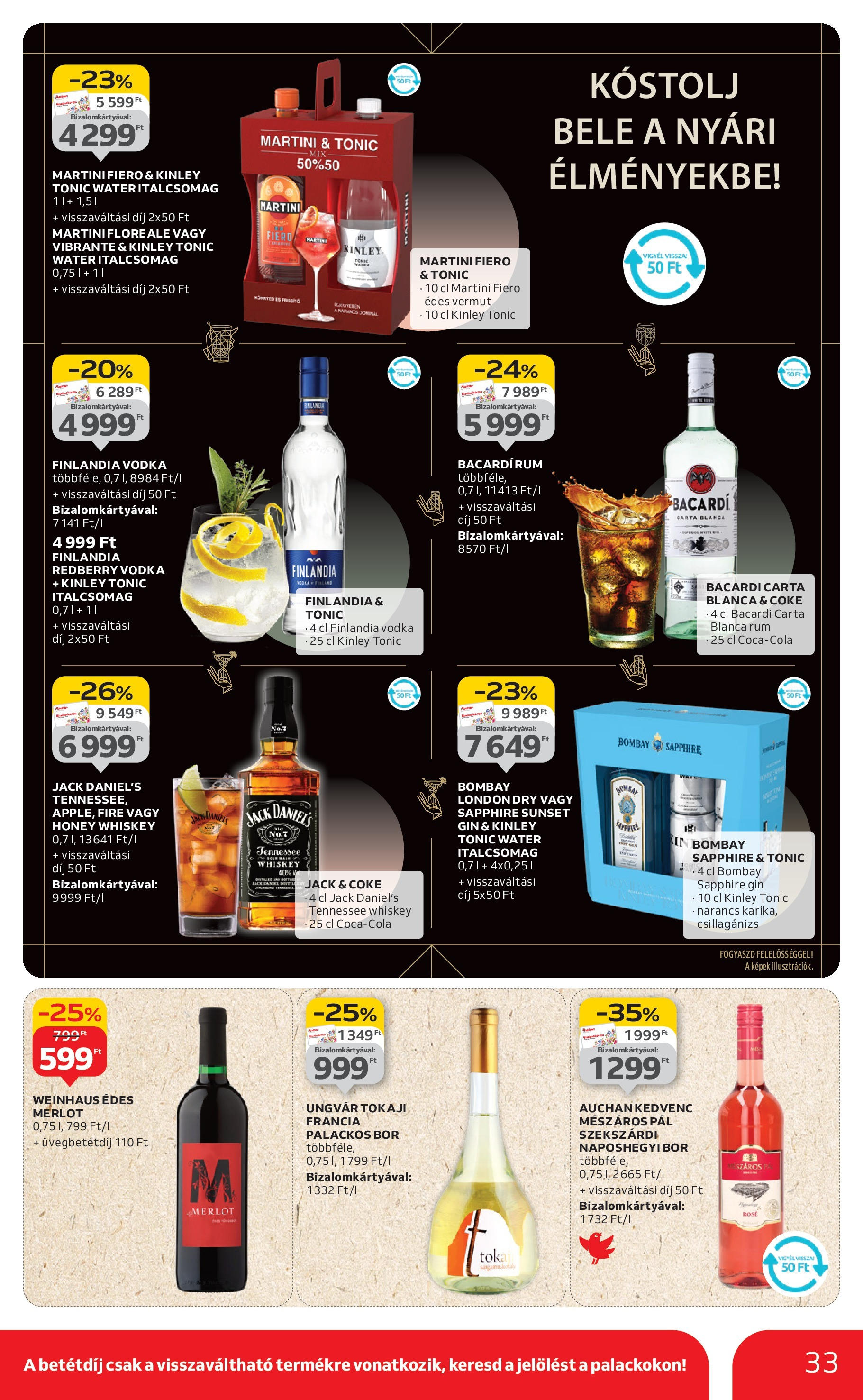 Auchan - Auchan újság érvényessége 09.03.-ig - 2025.08.29. -tól/töl > akció, lapozható szórólap 🛍️ | Oldal: 33 | Termékek: Tonic, Rum, Gin, Vodka