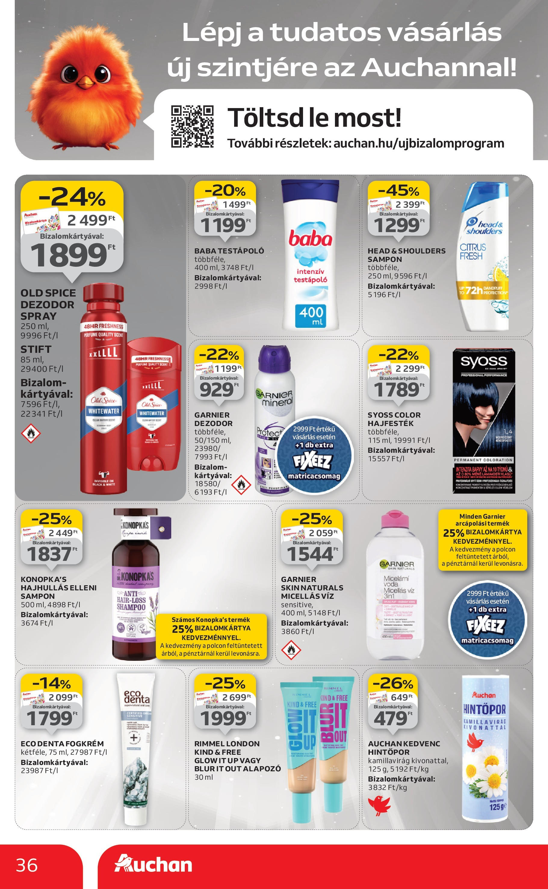 Auchan - Auchan újság érvényessége 09.03.-ig - 2025.08.29. -tól/töl > akció, lapozható szórólap 🛍️ | Oldal: 36 | Termékek: Stift, Alapozó, Sampon, Fogkrém