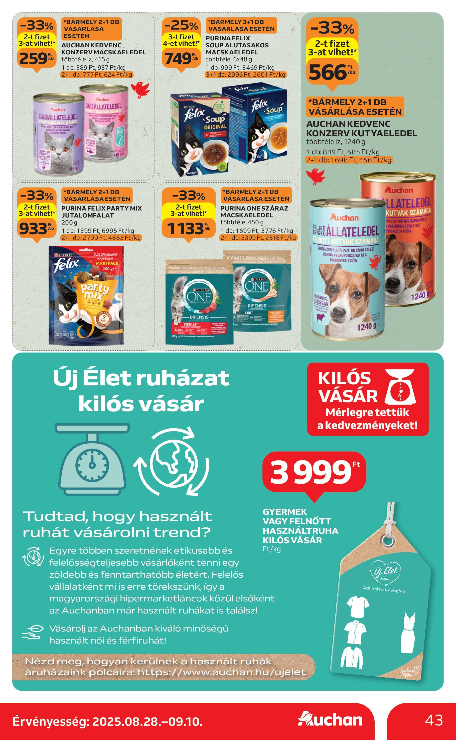 Auchan - Auchan újság érvényessége 09.03.-ig - 2025.08.29. -tól/töl > akció, lapozható szórólap 🛍️ | Oldal: 43 | Termékek: Macskaeledel, Kutyaeledel, Purina one